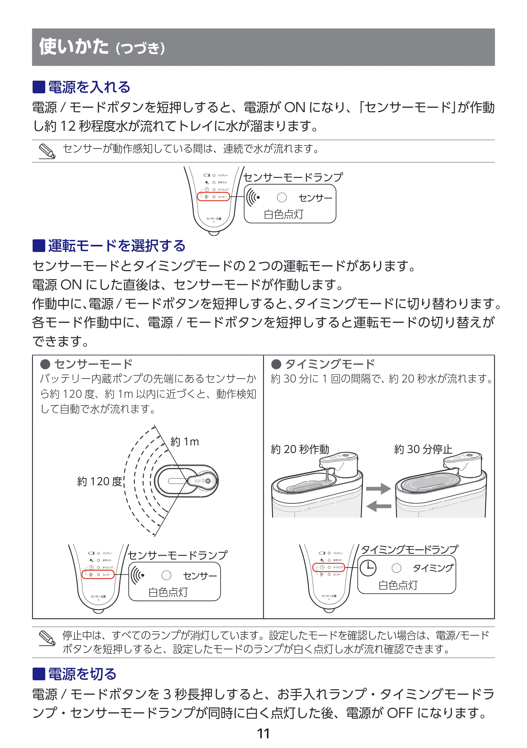 エレコム PET-WD03WH 取扱説明書 — 電源を入れる — 原本ページ — 12ページ