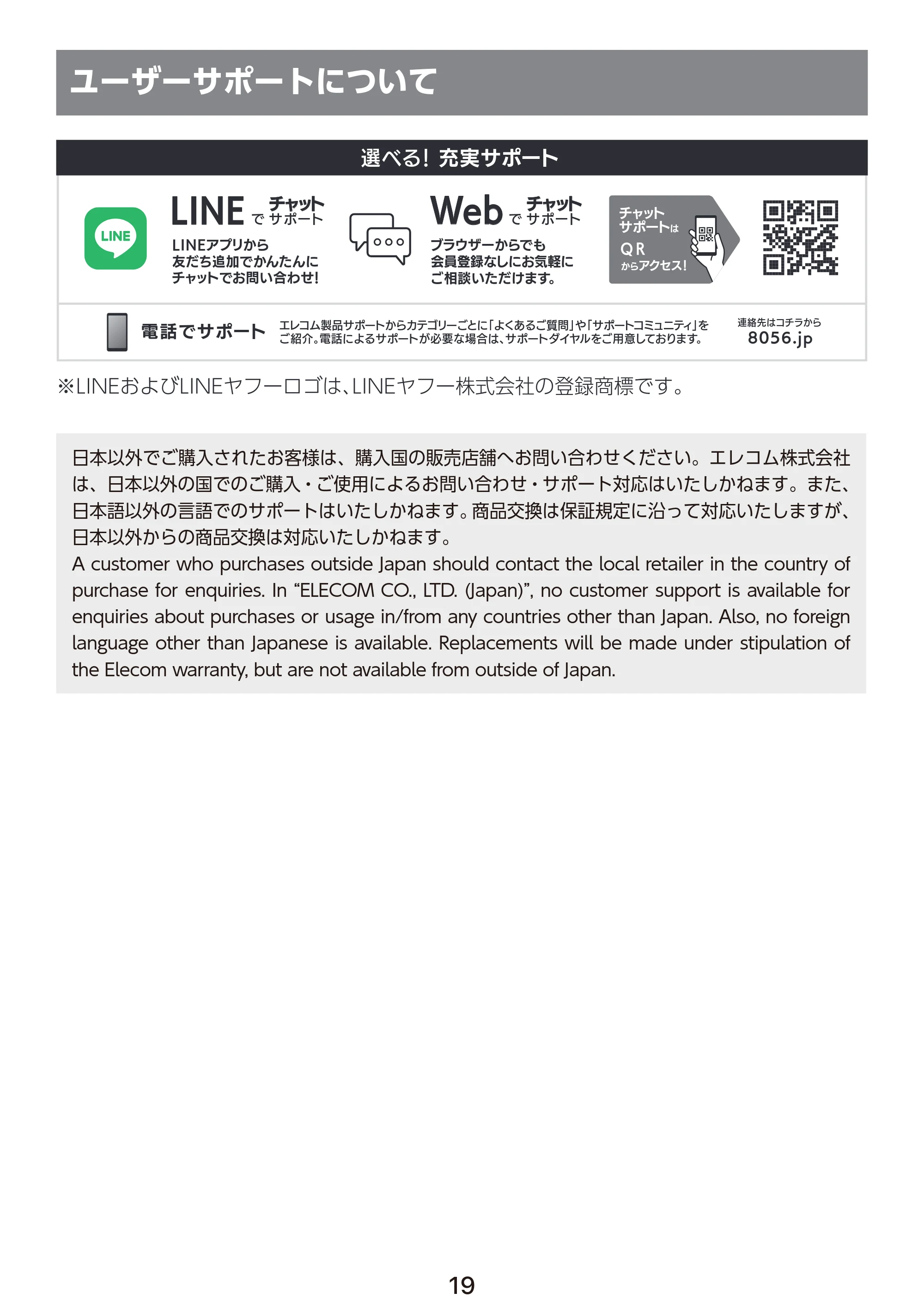 エレコム PET-WD03WH 取扱説明書 — ユーザーサポートについて — 原本ページ — 20ページ