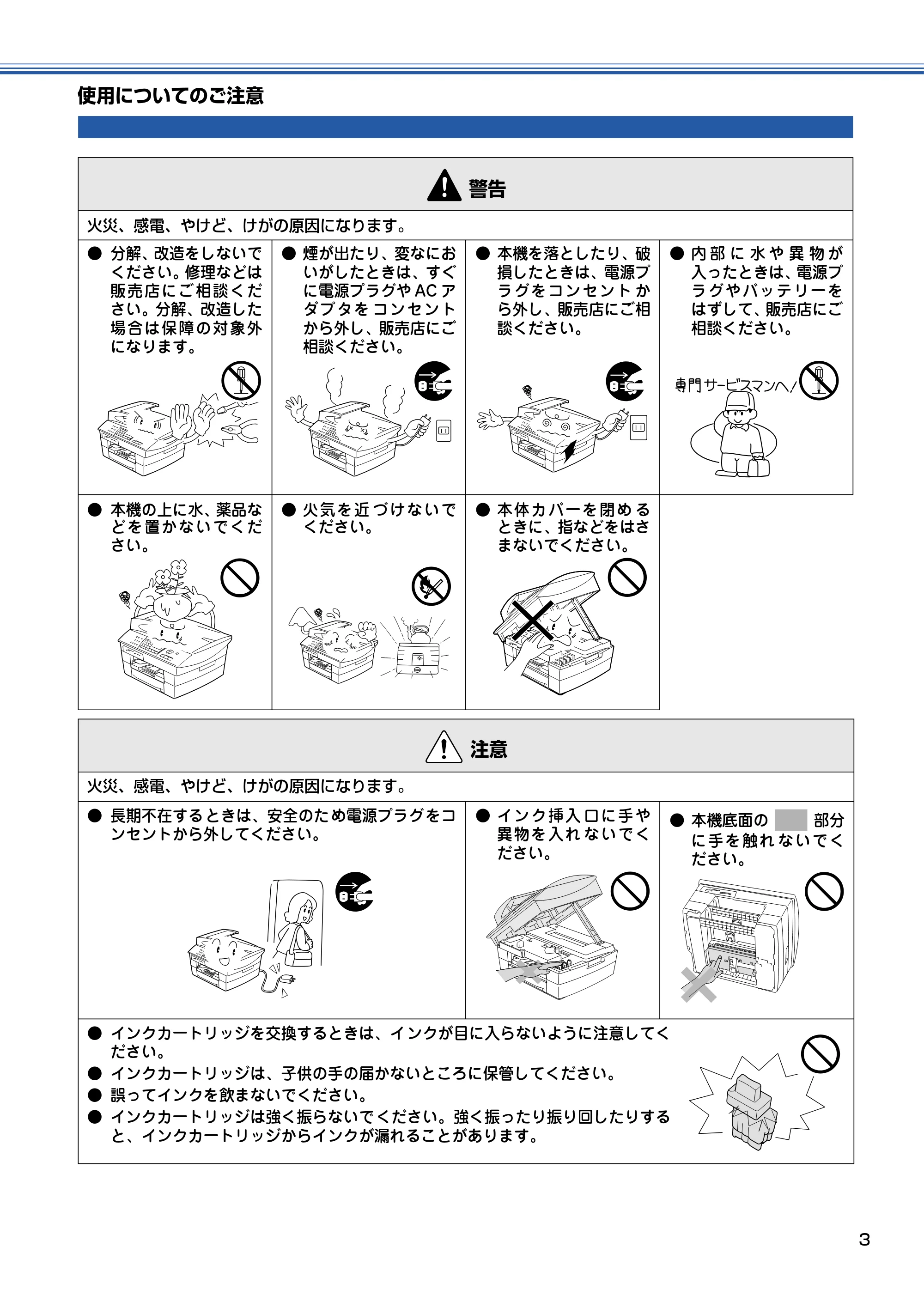 ブラザー MFC-5840CN 取扱説明書（本体） — 使用についてのご注意 — 原本ページ — 4ページ