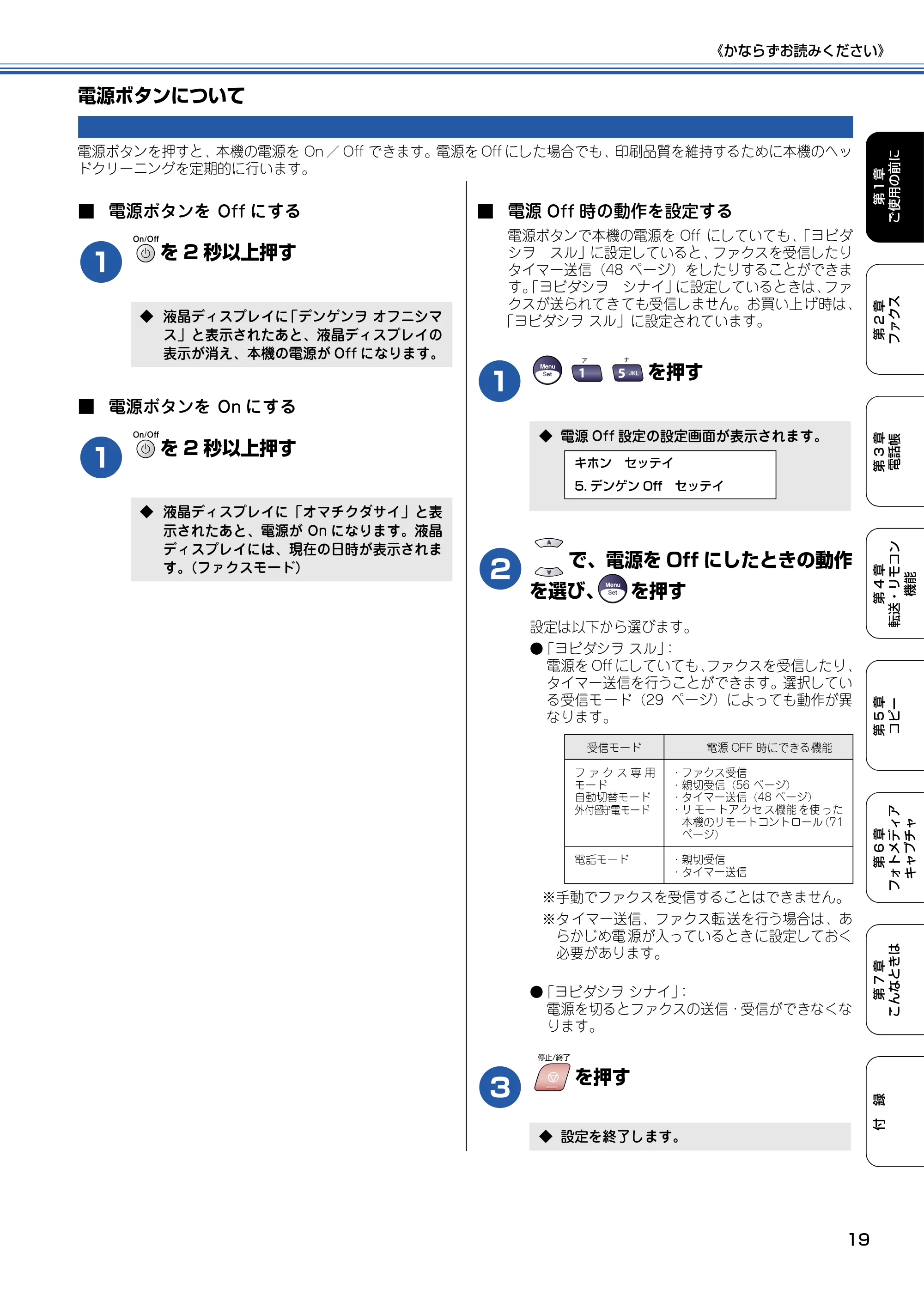 ブラザー MFC-5840CN 取扱説明書（本体） — 電源ボタンについて — 原本ページ — 20ページ