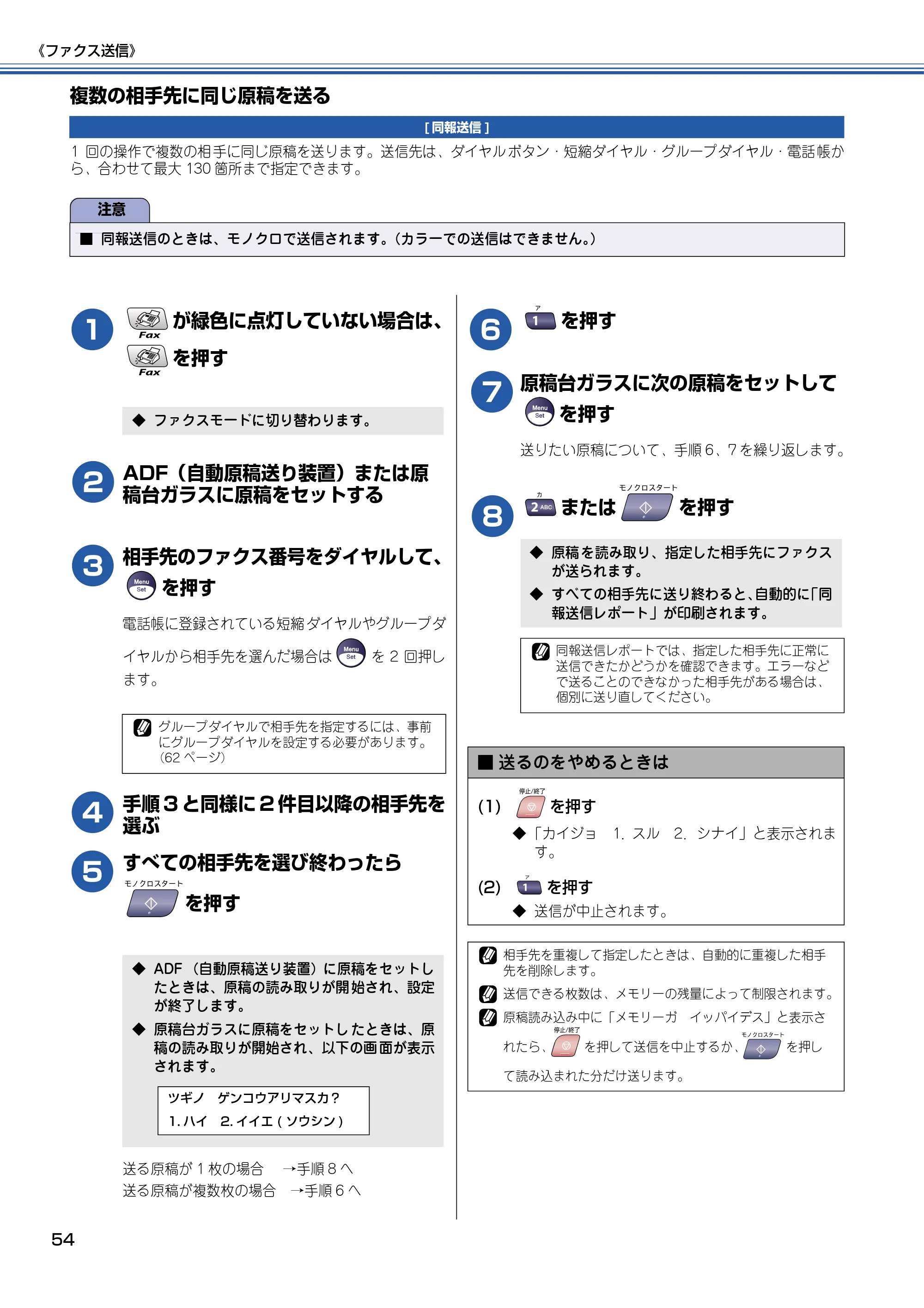 ブラザー MFC-5840CN 取扱説明書（本体） — 複数の相手先に同じ原稿を送る — 原本ページ — 55ページ