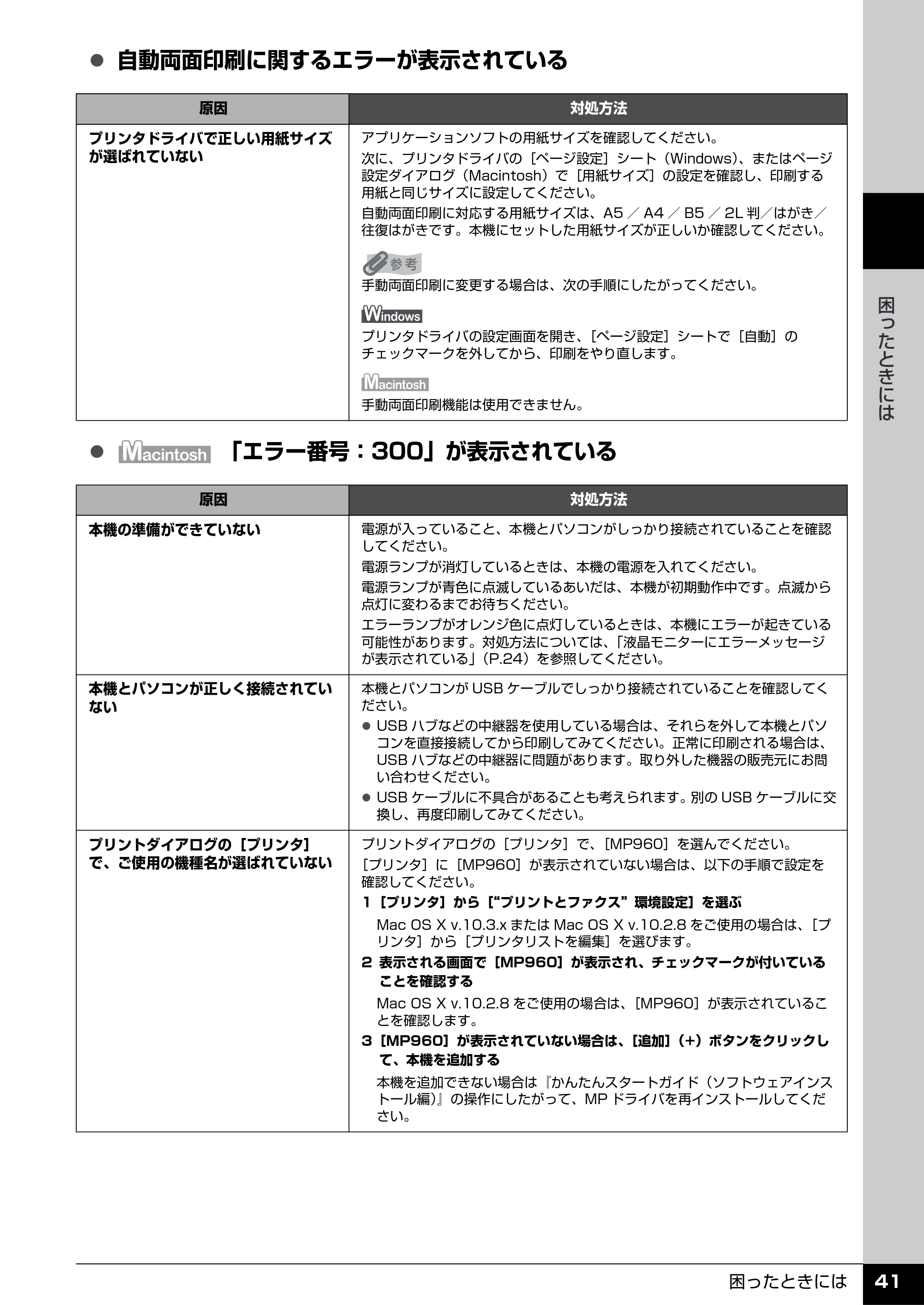 キヤノン PIXUS MP960 操作ガイド（お手入れ編） （PDF形式／6.25Mバイト） — 原本ページ — 42ページ