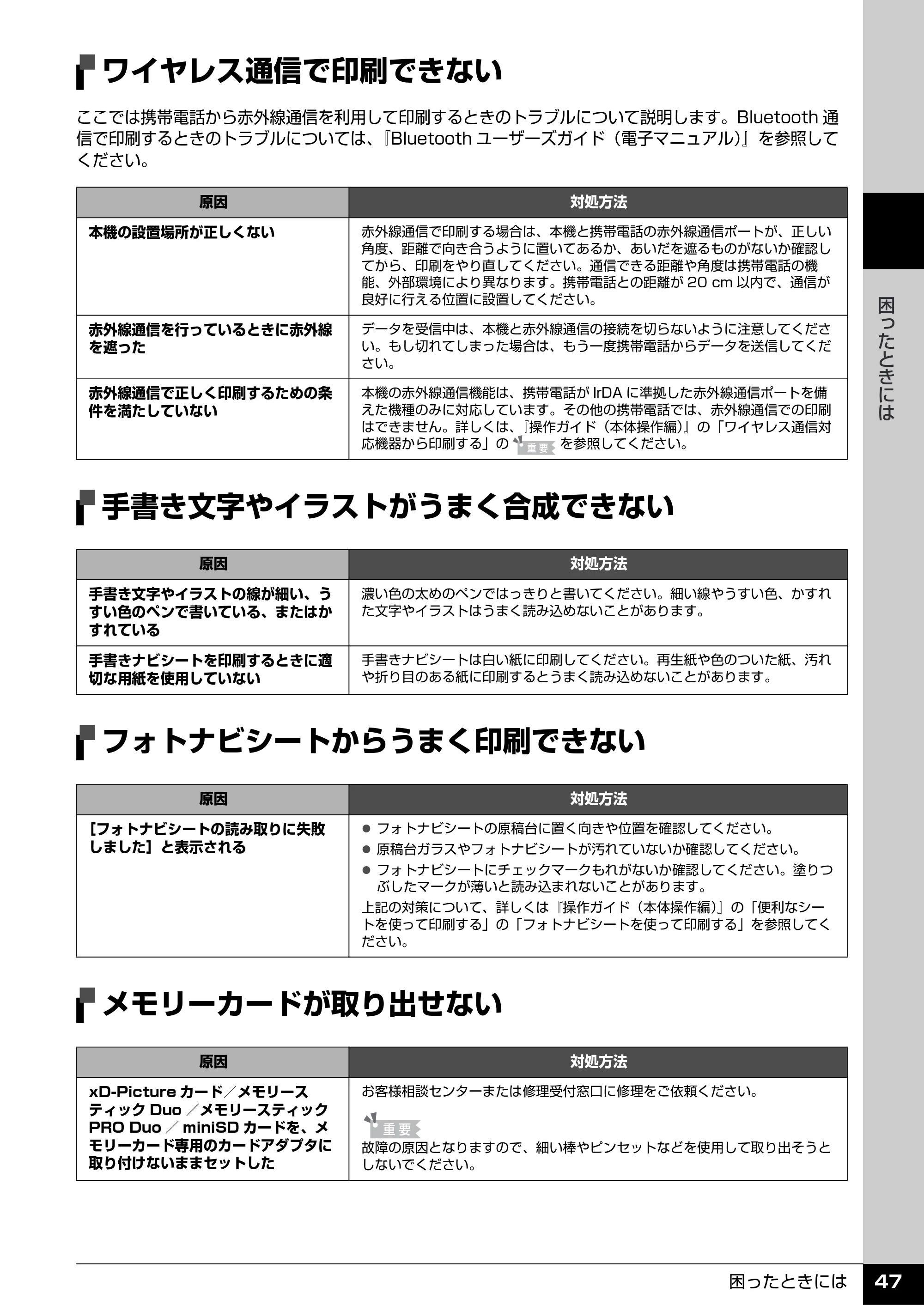キヤノン PIXUS MP960 操作ガイド（お手入れ編） （PDF形式／6.25Mバイト） — ワイヤレス通信で印刷できない — 原本ページ — 48ページ