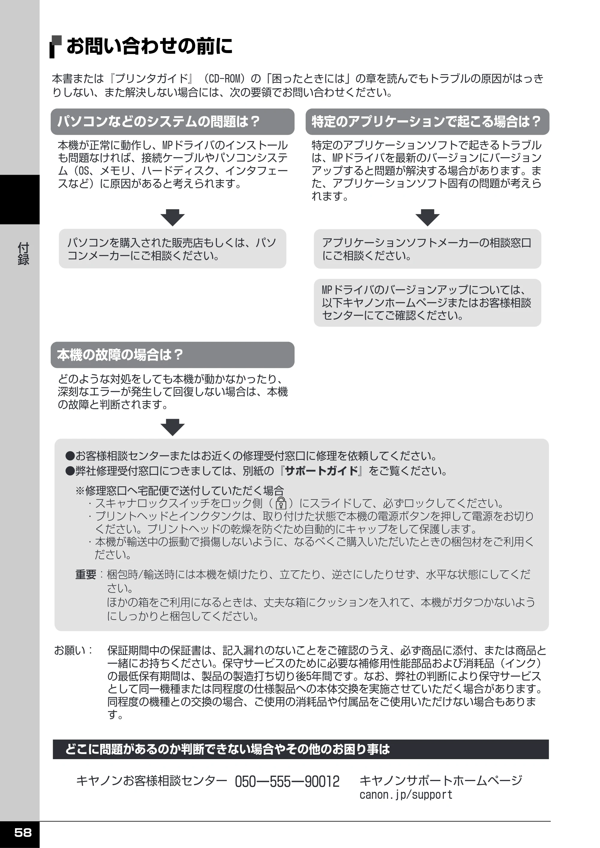 キヤノン PIXUS MP960 操作ガイド（お手入れ編） （PDF形式／6.25Mバイト） — お問い合わせの前に — 原本ページ — 59ページ