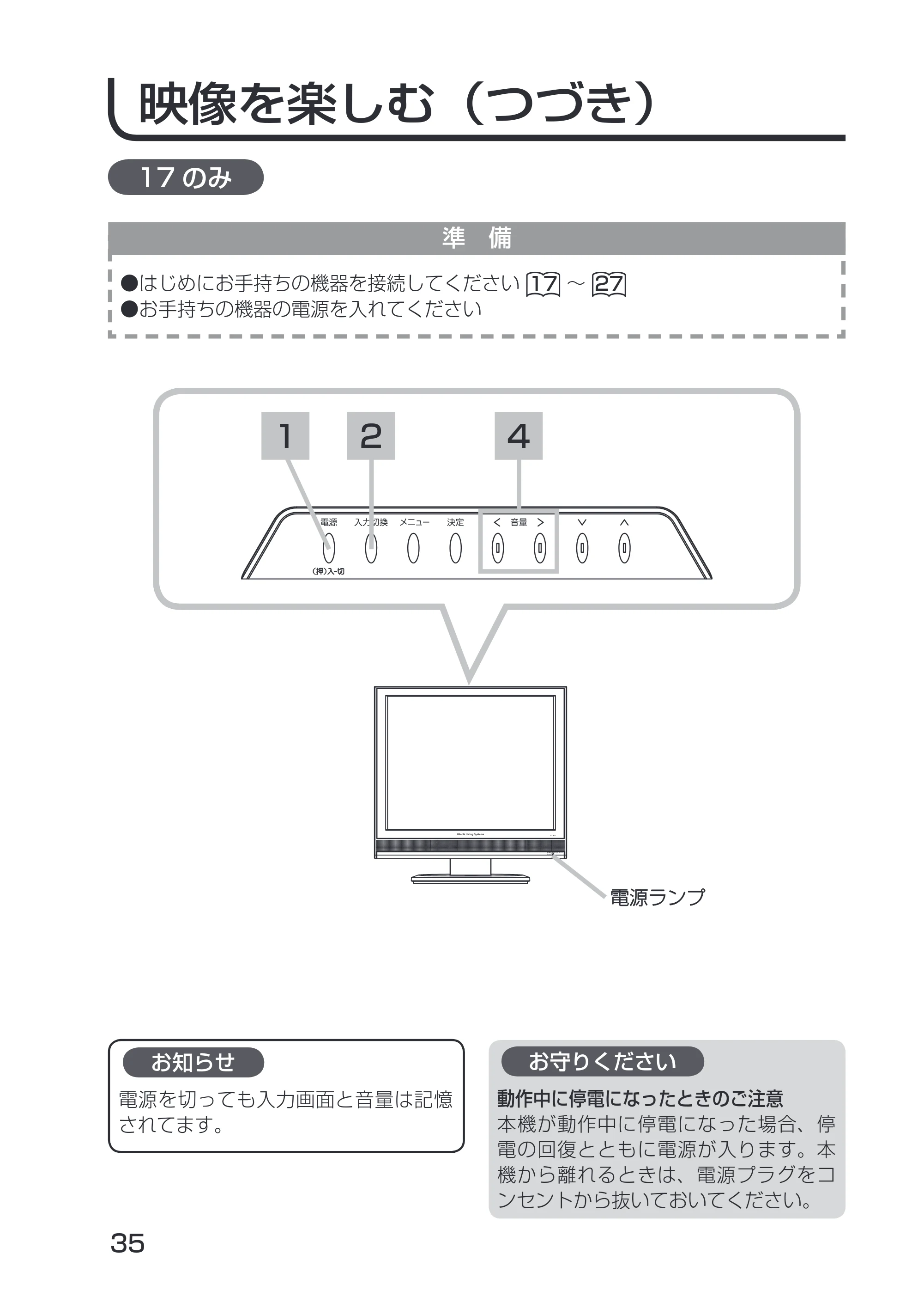 日立 19LM-W1 / 17LM-1 取扱説明書 — 映像を楽しむ（つづき） — 原本ページ — 25ページ