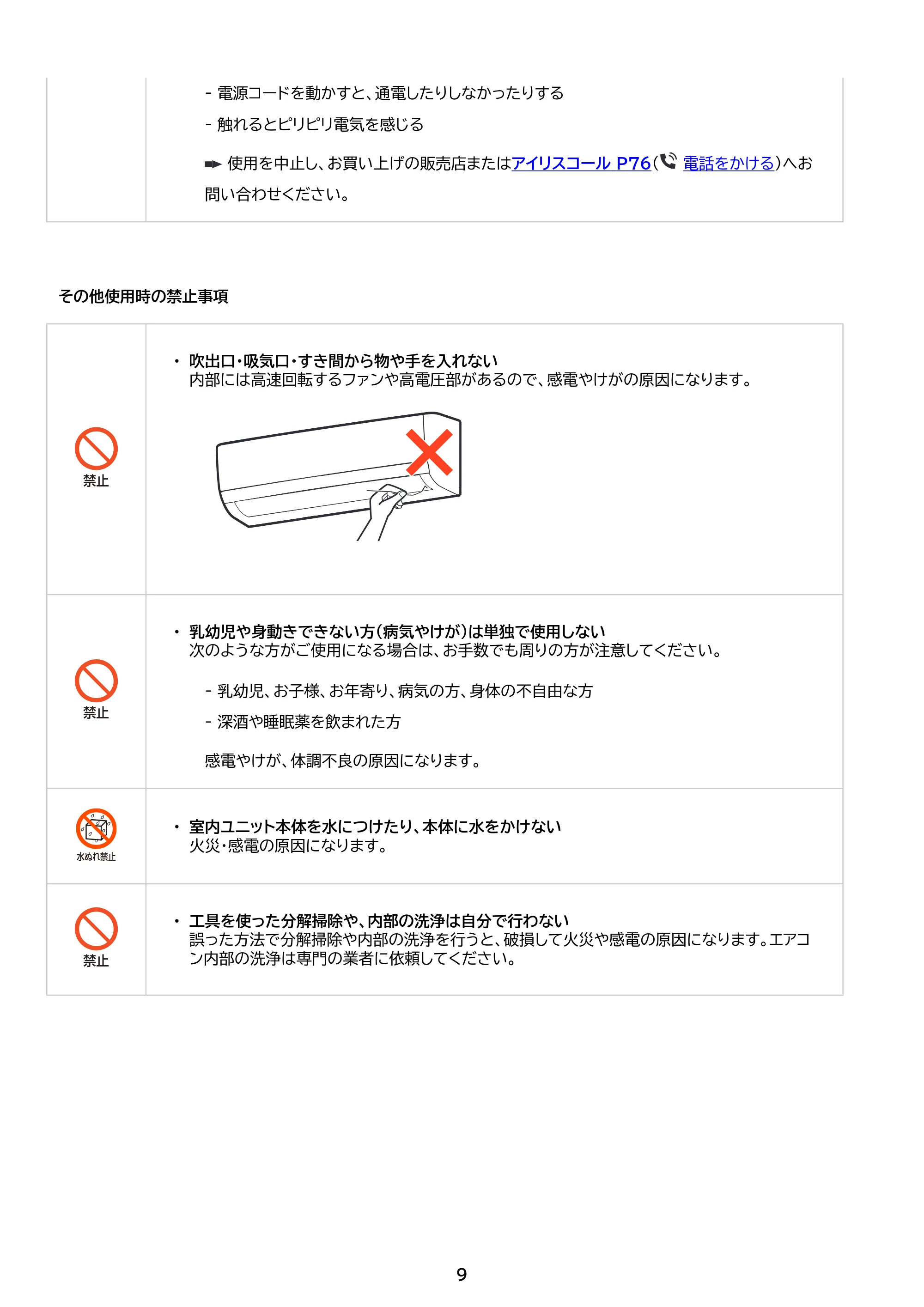 アイリスオーヤマ IHF-3609G 取扱説明書 — 原本ページ — 9ページ