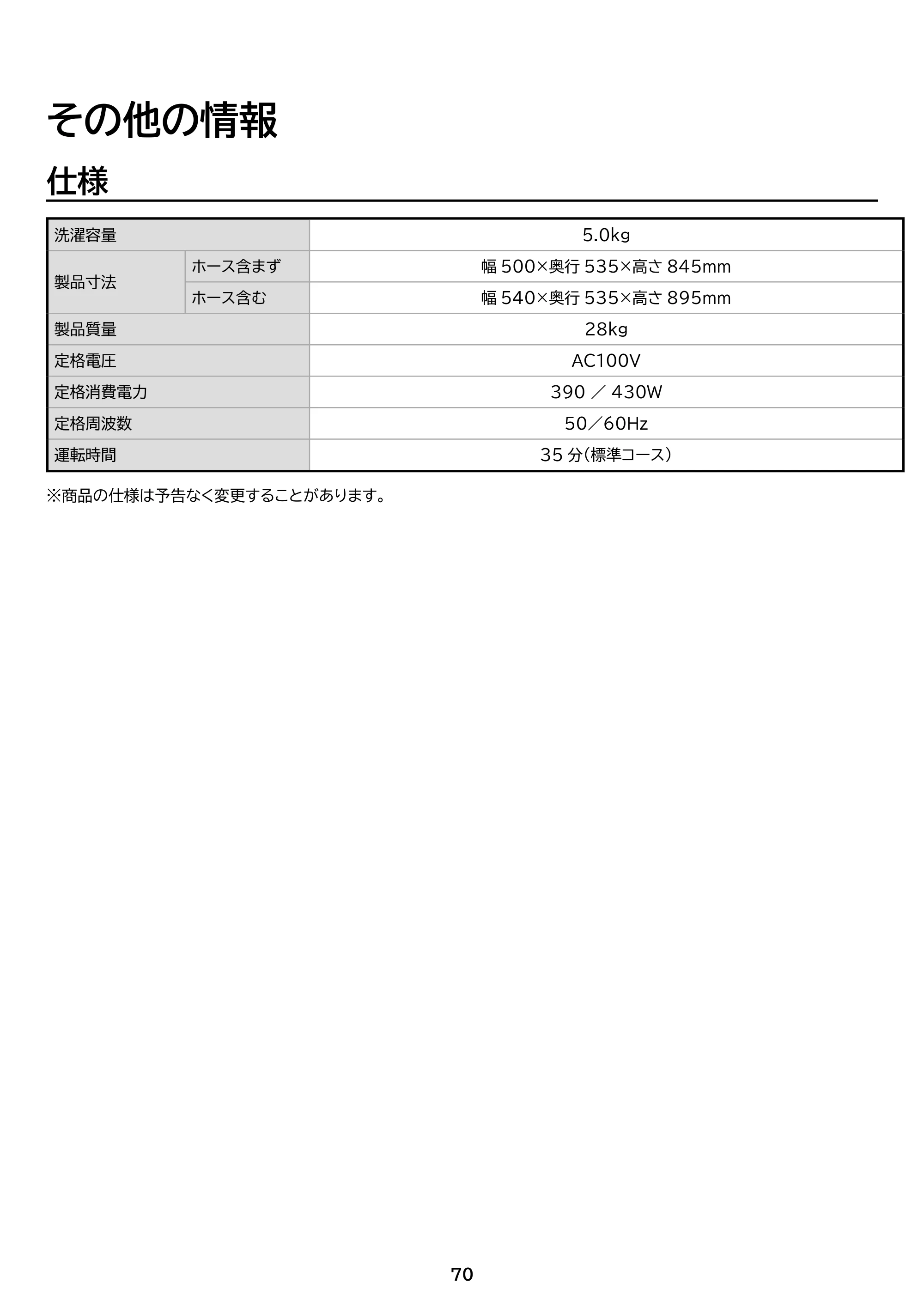 アイリスオーヤマ ITW-50B01 取扱説明書 — 原本ページ — 70ページ