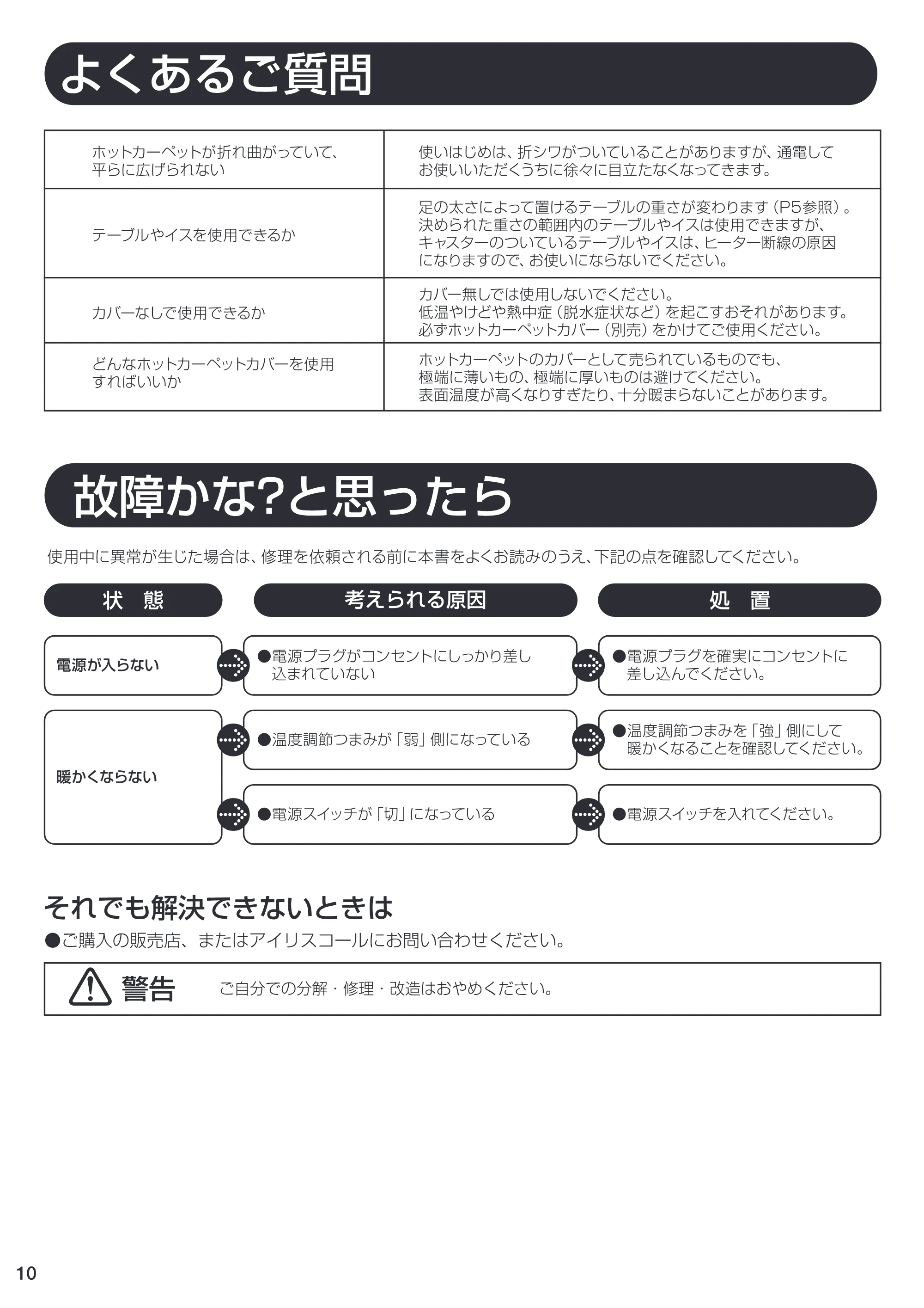 アイリスオーヤマ HC-1H 取扱説明書 — HC-1H_10 — 原本ページ — 10ページ