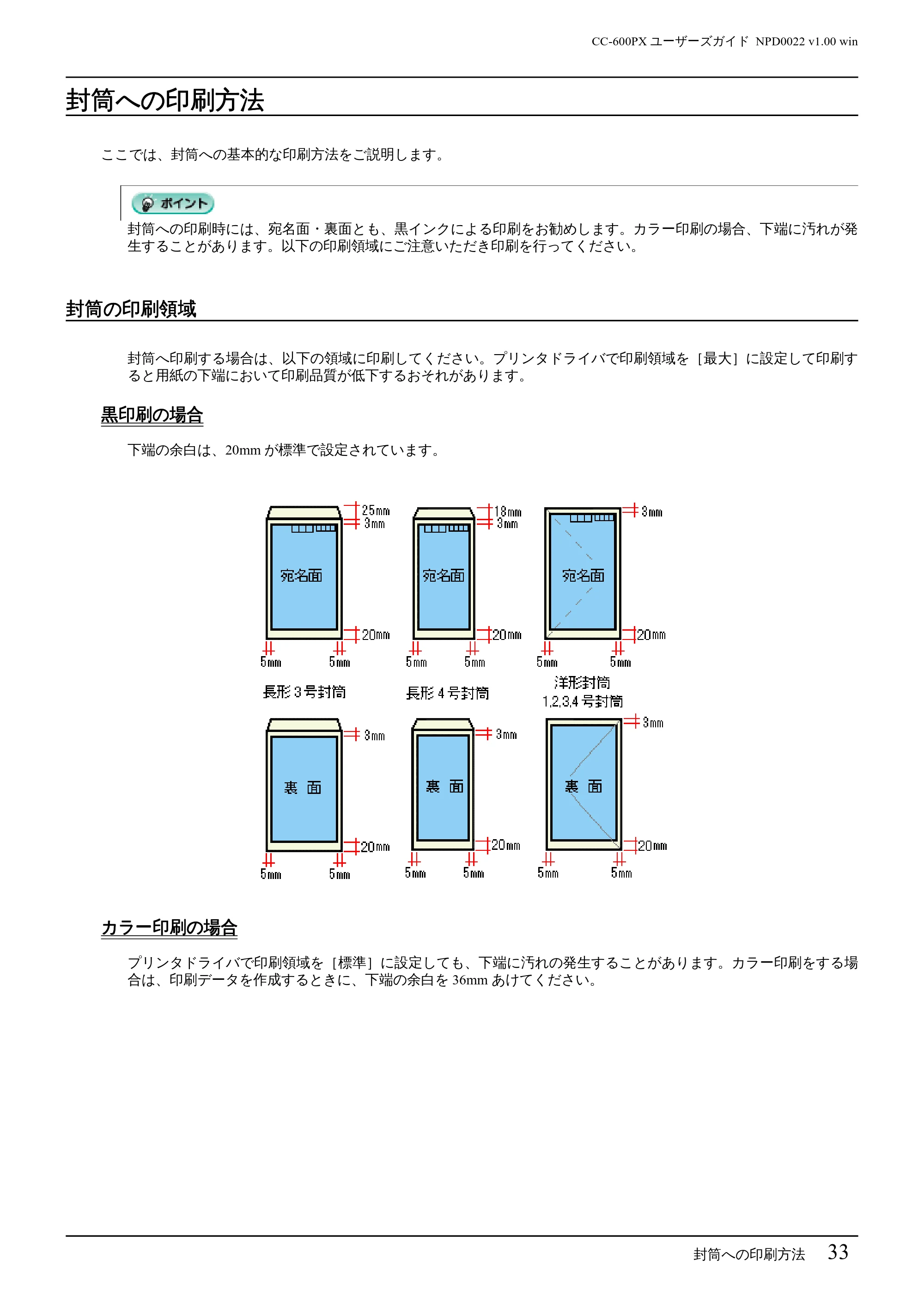 エプソン CC-600PX ユーザーズガイド for Windows — 封筒への印刷方法 — 原本ページ — 33ページ