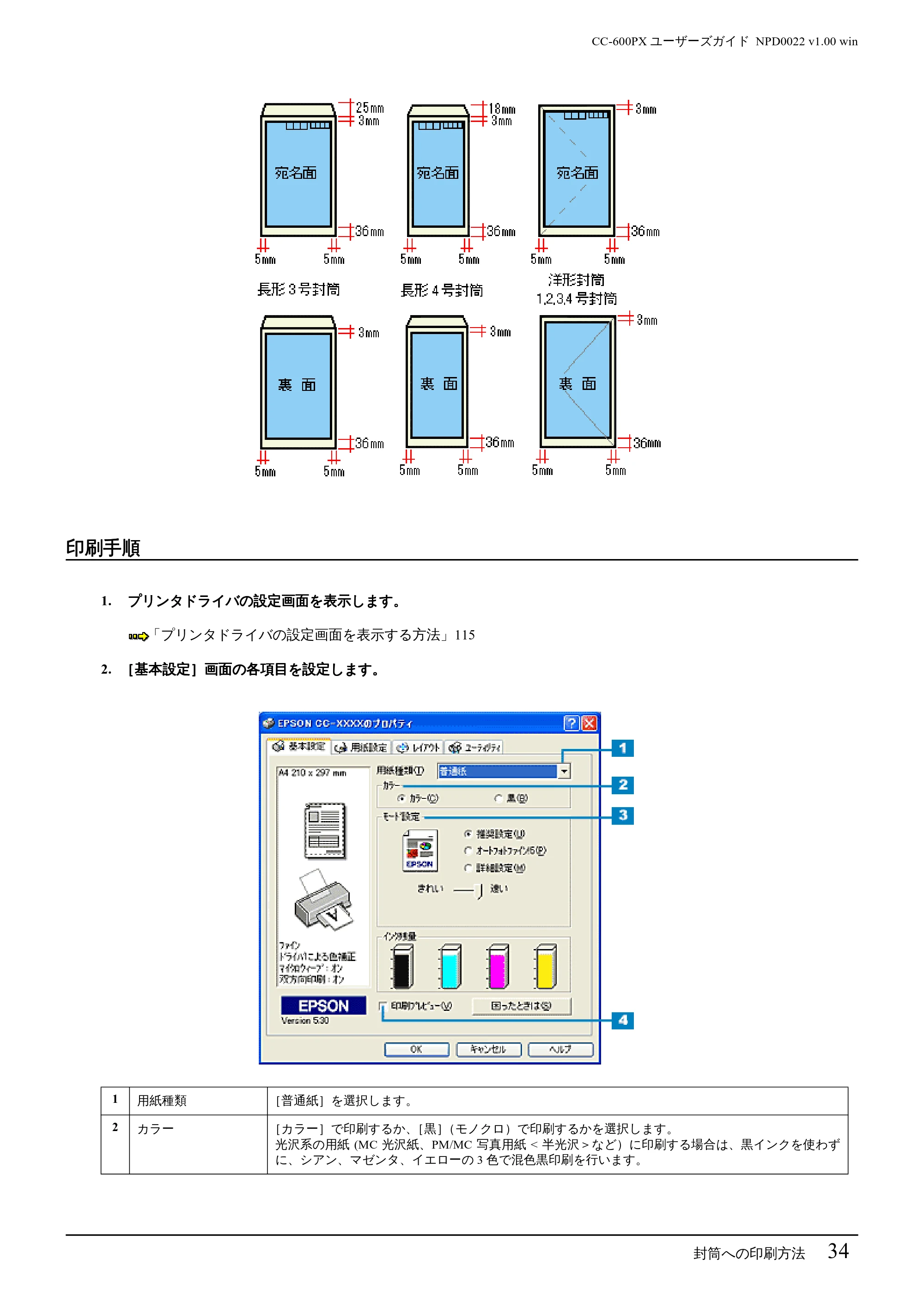 エプソン CC-600PX ユーザーズガイド for Windows — 印刷手順 — 原本ページ — 34ページ