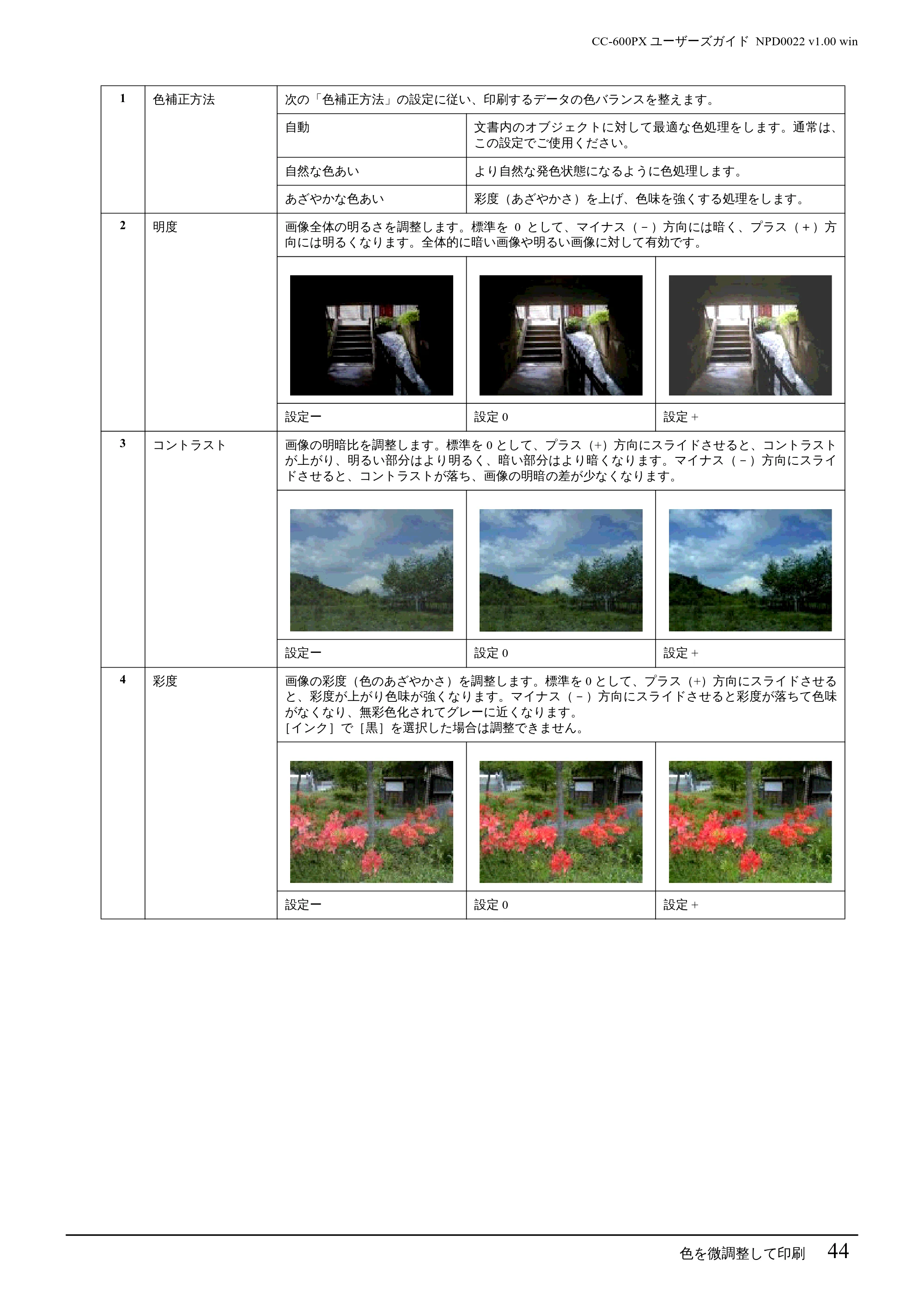 エプソン CC-600PX ユーザーズガイド for Windows — 色を微調整して印刷 44 — 原本ページ — 44ページ