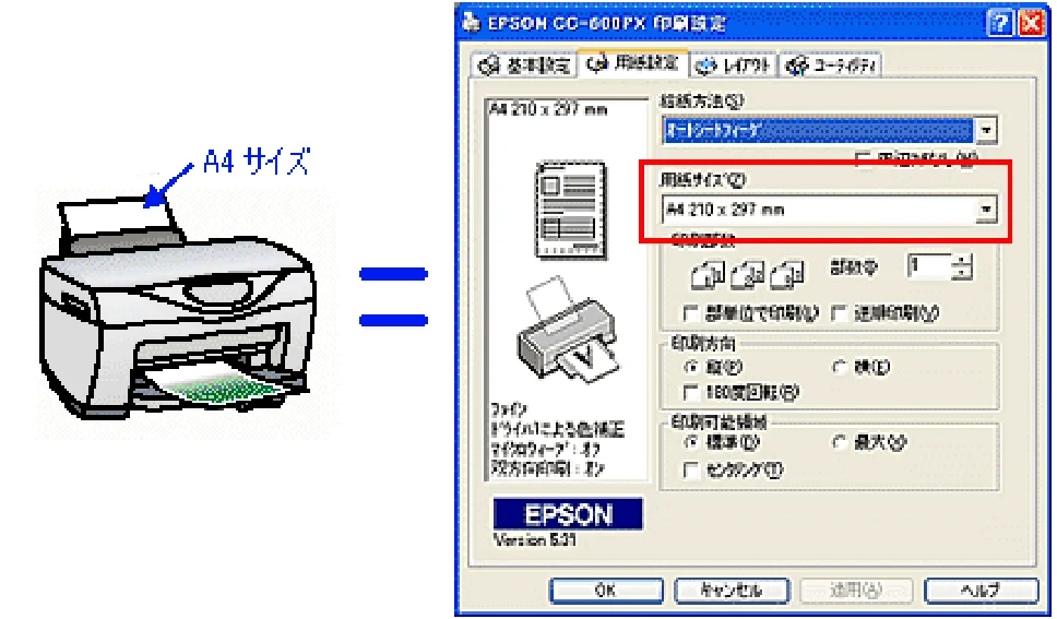 エプソン CC-600PX ユーザーズガイド for Windows — 印刷位置/サイズが正しくない — 図版 84-2 — 84ページ