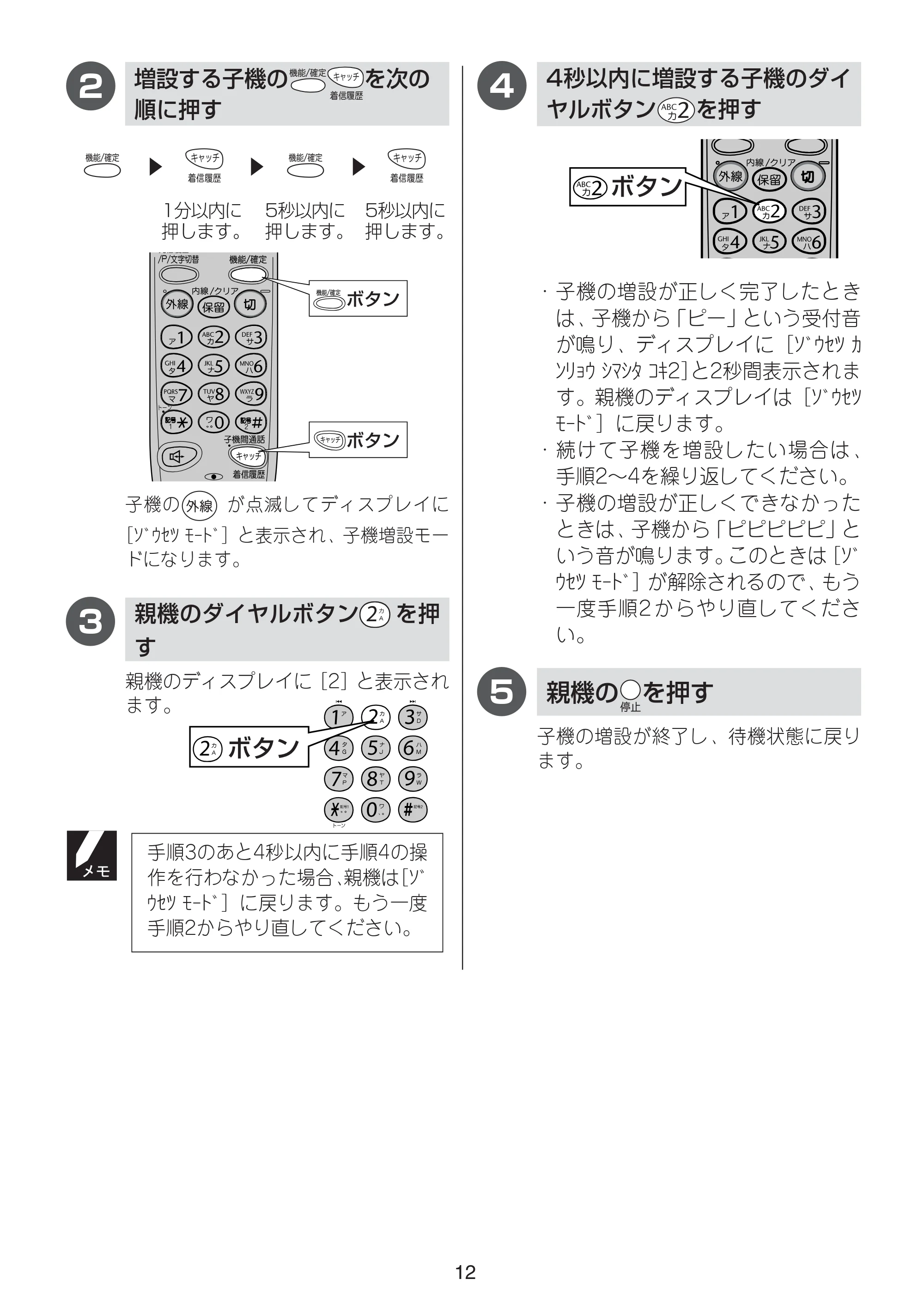 ブラザー MFC-615CL / MFC-830CLN / MFC-830CLWN 増設コードレス子機取扱説明書 — 原本ページ — 12ページ