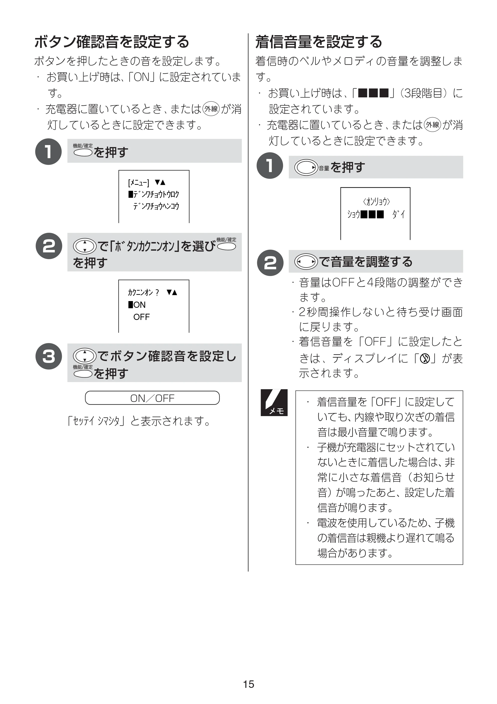 ブラザー MFC-615CL / MFC-830CLN / MFC-830CLWN 増設コードレス子機取扱説明書 — 原本ページ — 15ページ