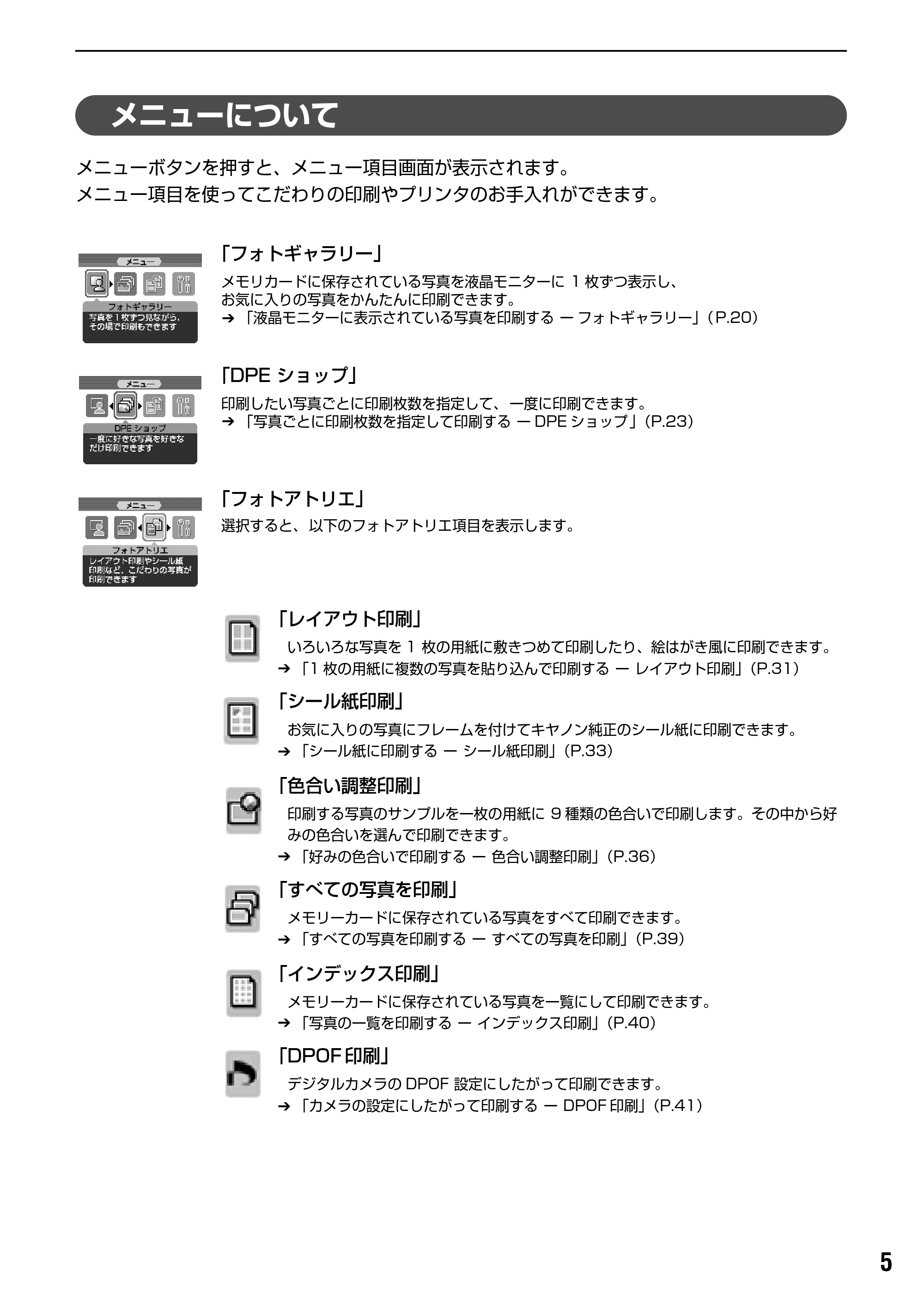 キヤノン PIXUS iP6100D ダイレクトプリントガイド （PDF形式／7.53Mバイト） — 印刷の流れ — 原本ページ — 7ページ