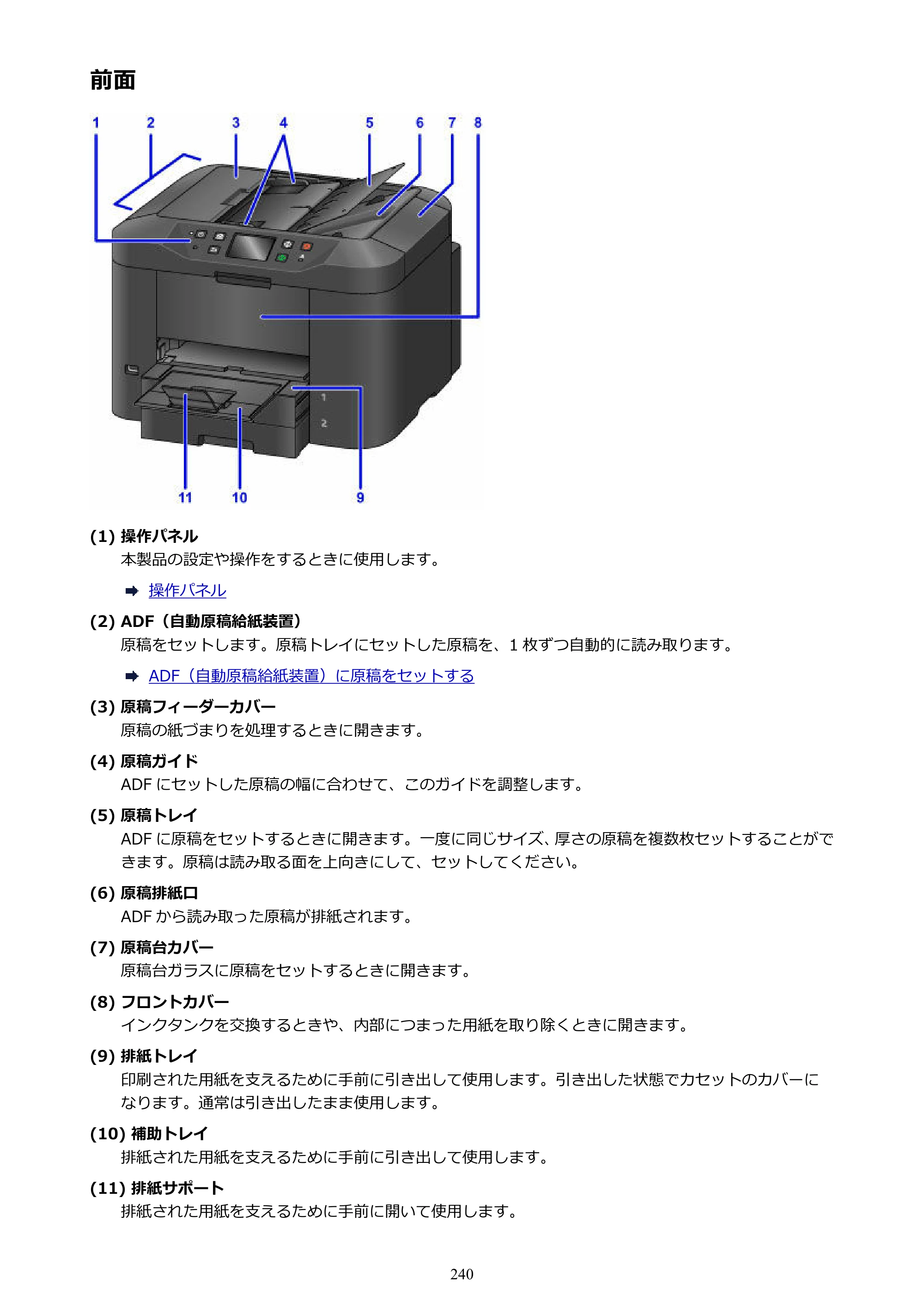 キヤノン MAXIFY MB2730 MB2730 （PDF） オンラインマニュアル - 取扱説明書 - （Windows） 2026年5月21日更新（PDF：17.2MB） — 前面 — 原本ページ — 240ページ