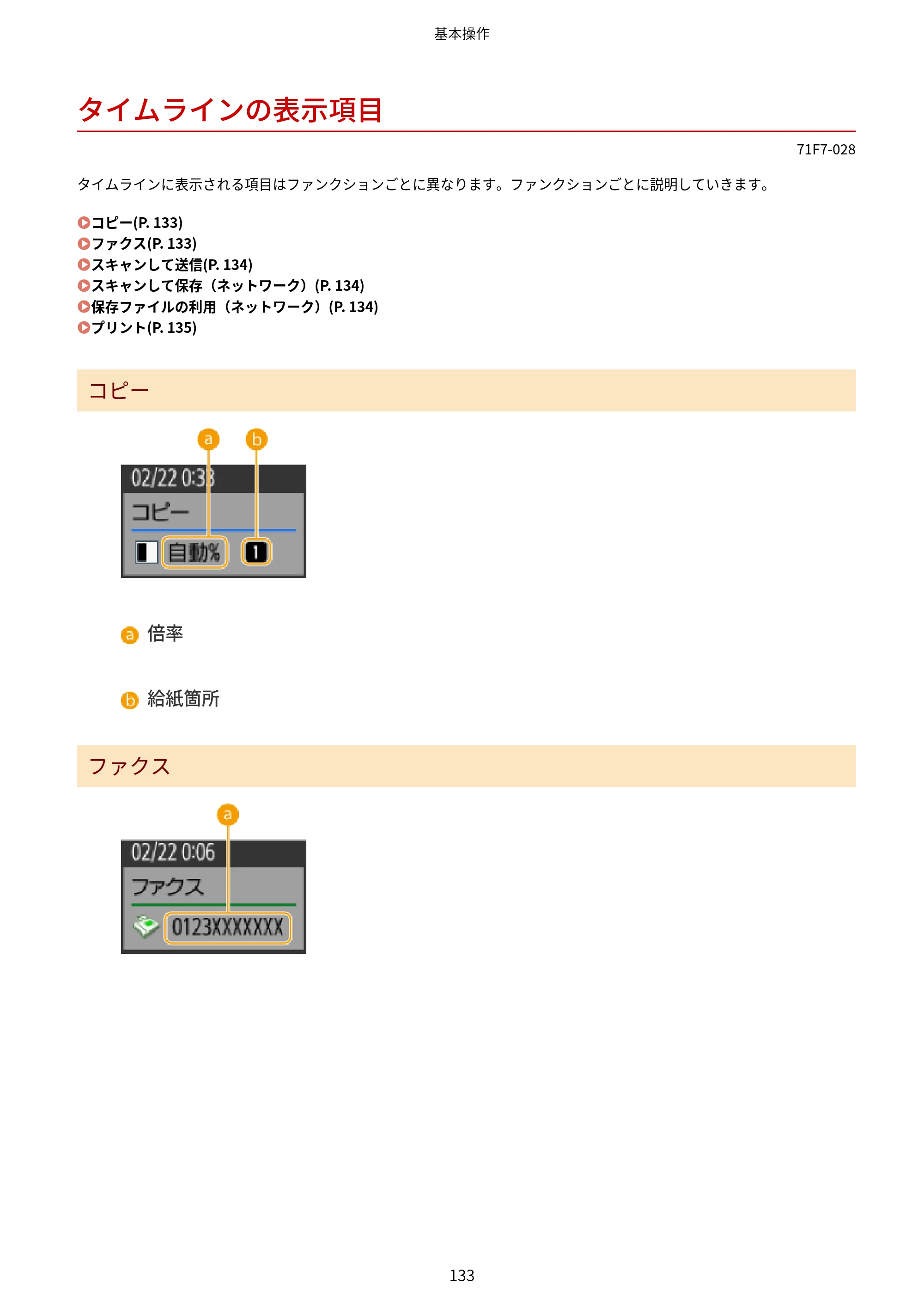 キヤノン MF832Cdw ユーザーズガイド 2026年6月25日更新（PDF：12.8MB） — タイムラインの表示項目 — 原本ページ — 145ページ