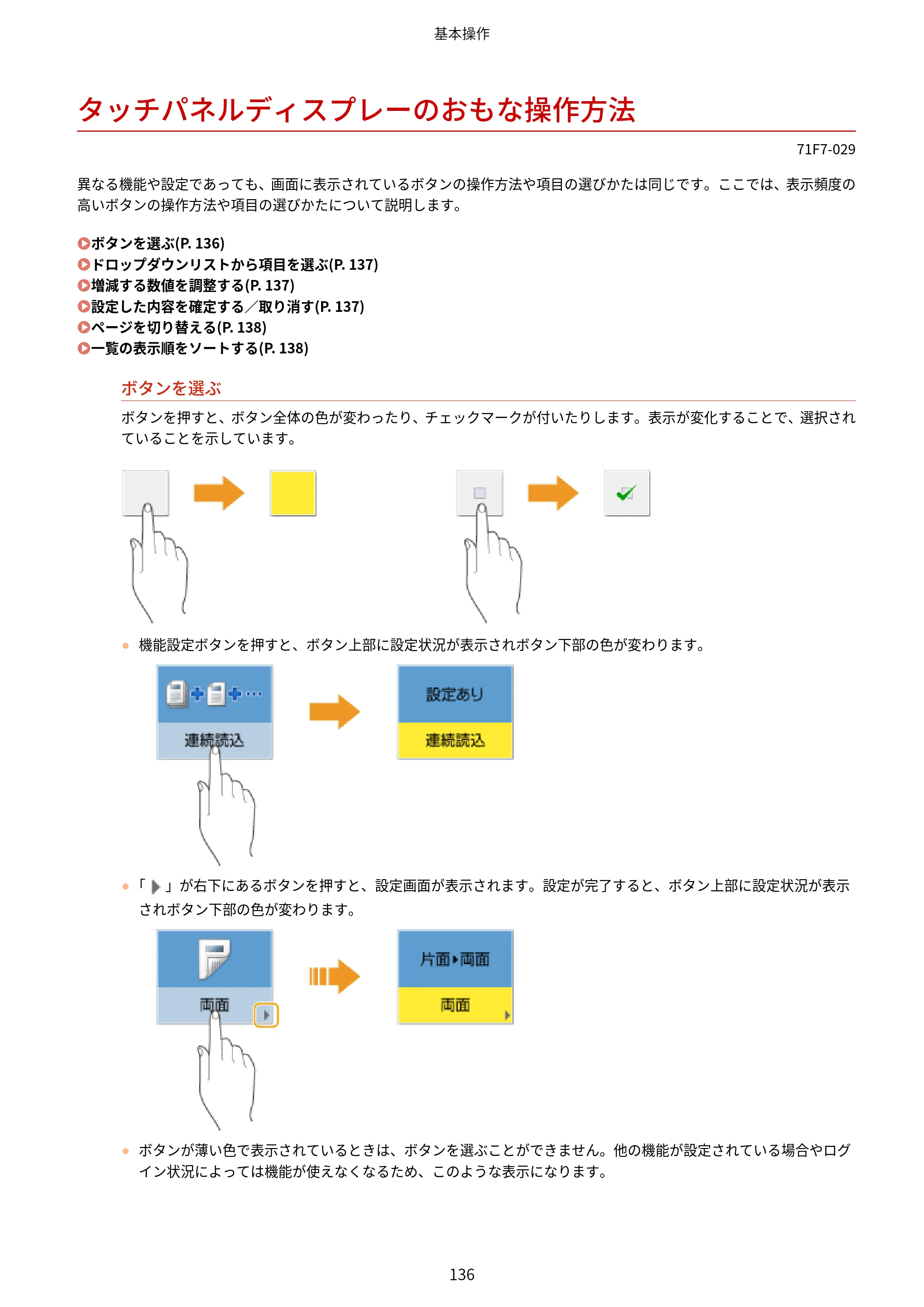 キヤノン MF832Cdw ユーザーズガイド 2026年6月25日更新（PDF：12.8MB） — タッチパネルディスプレーのおもな操作方法 — 原本ページ — 148ページ