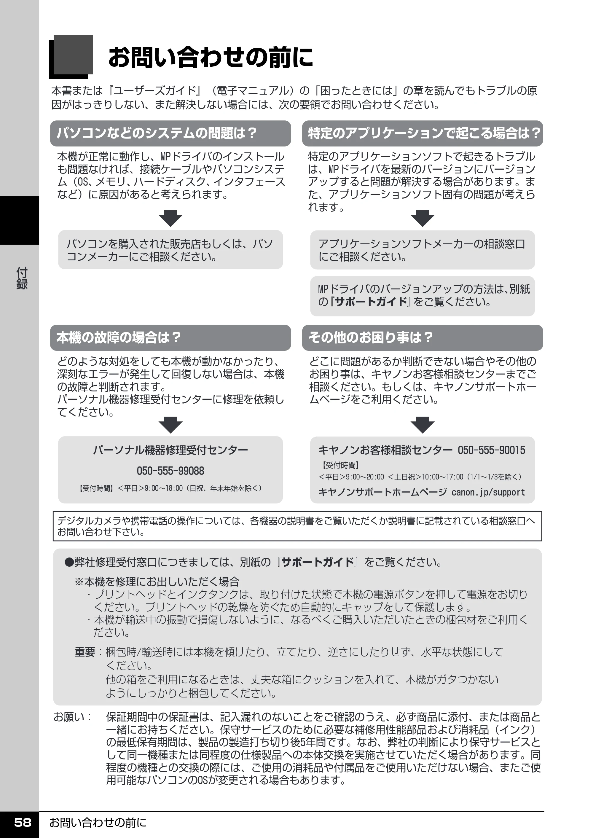 キヤノン PIXUS MP520 操作ガイド（お手入れ編） （PDF形式／8.04Mバイト） — お問い合わせの前に — 原本ページ — 59ページ