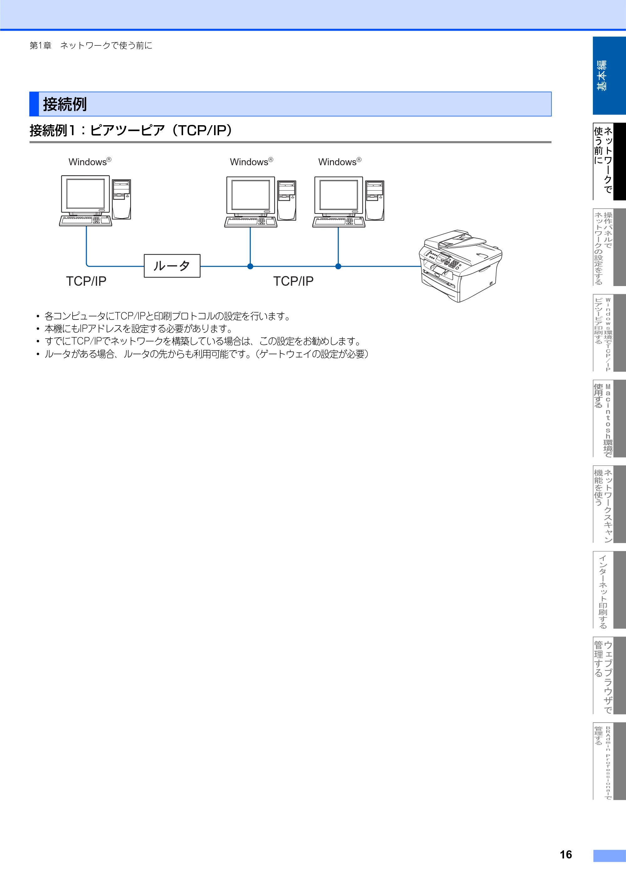 ブラザー MFC-7820N ネットワーク取扱説明書 — 接続例 — 原本ページ — 17ページ