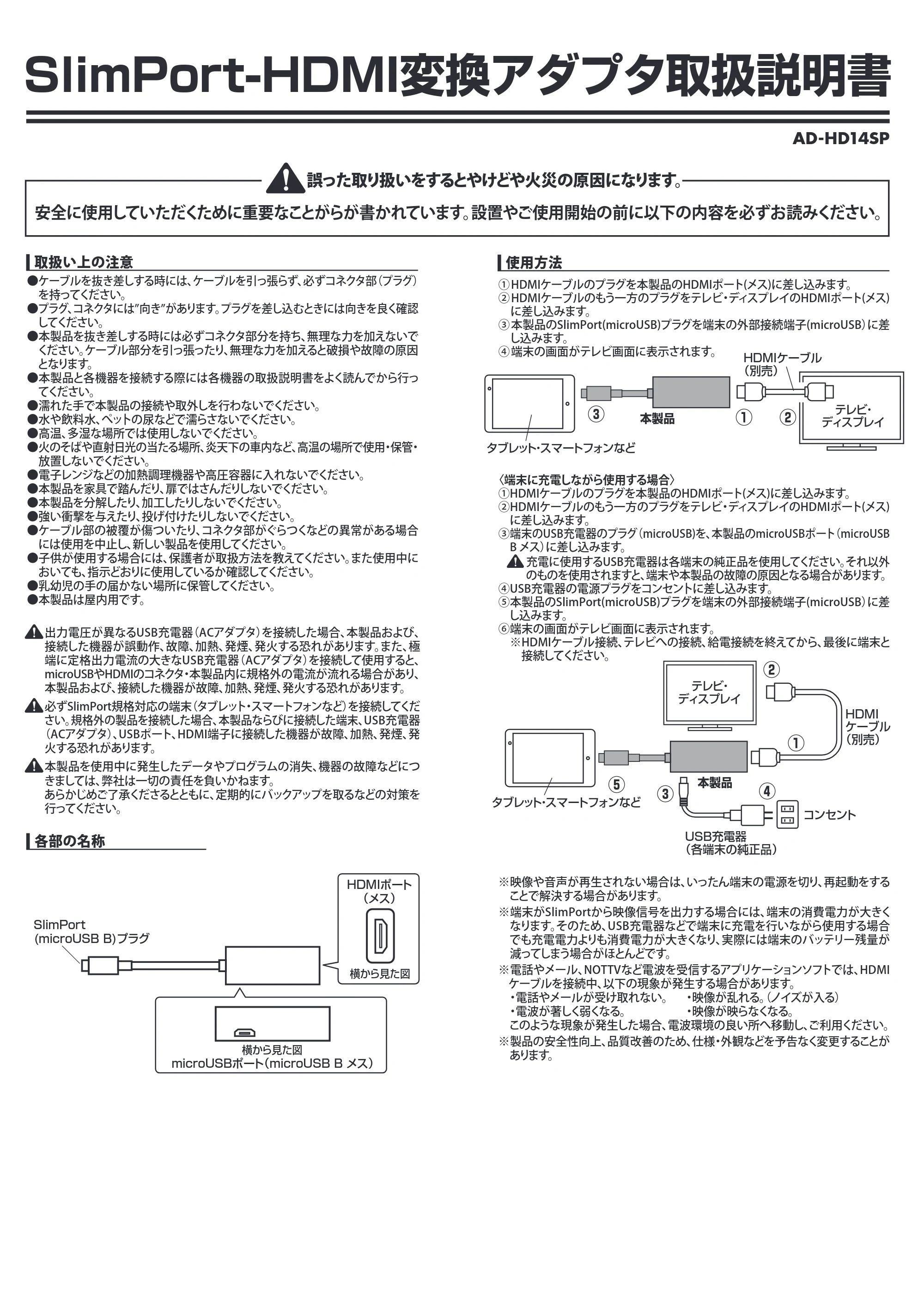 サンワサプライ AD-HD14SP 取扱説明書 — 原本ページ — 1ページ