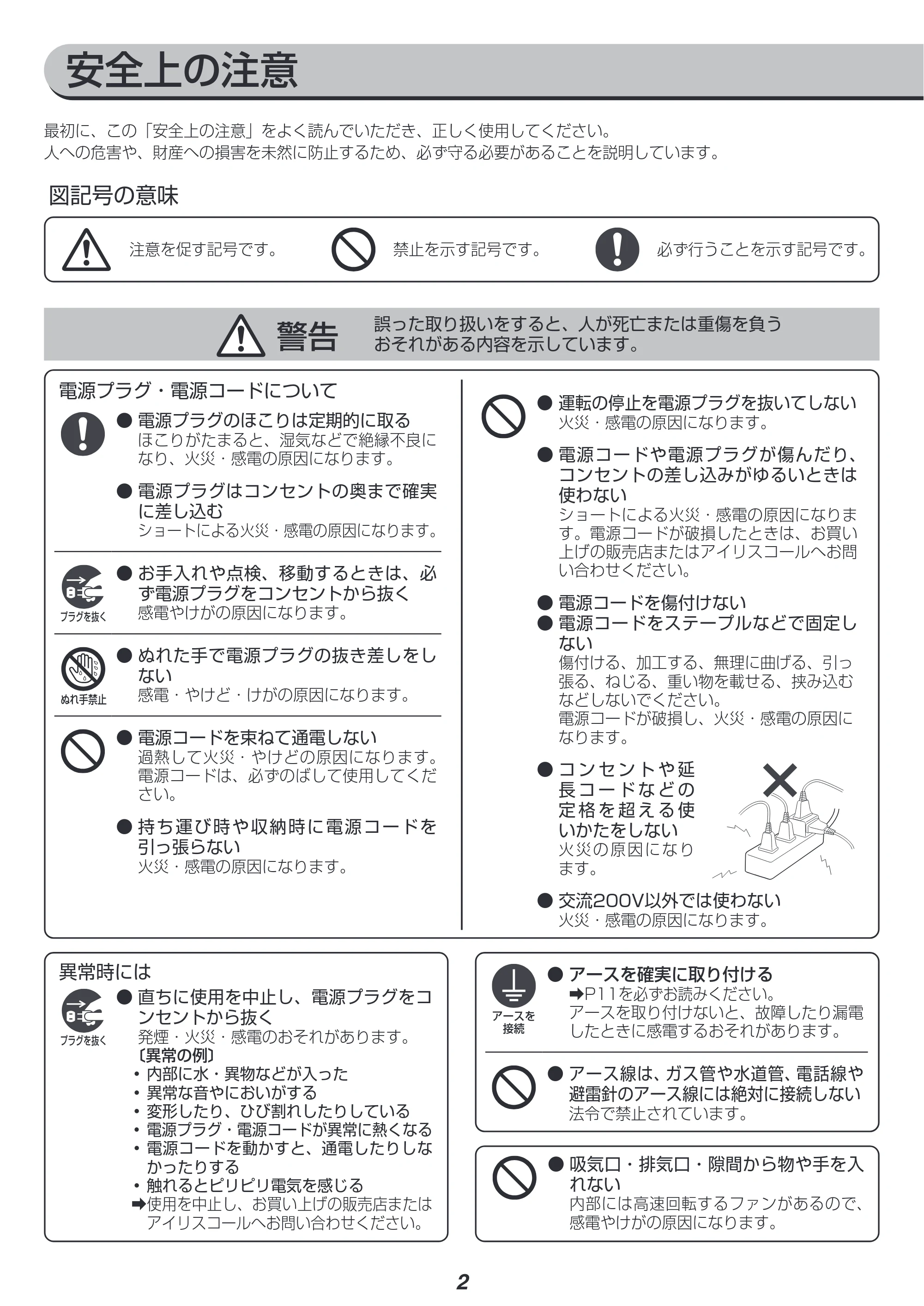 アイリスオーヤマ IJCG-A75 取扱説明書 — 原本ページ — 2ページ