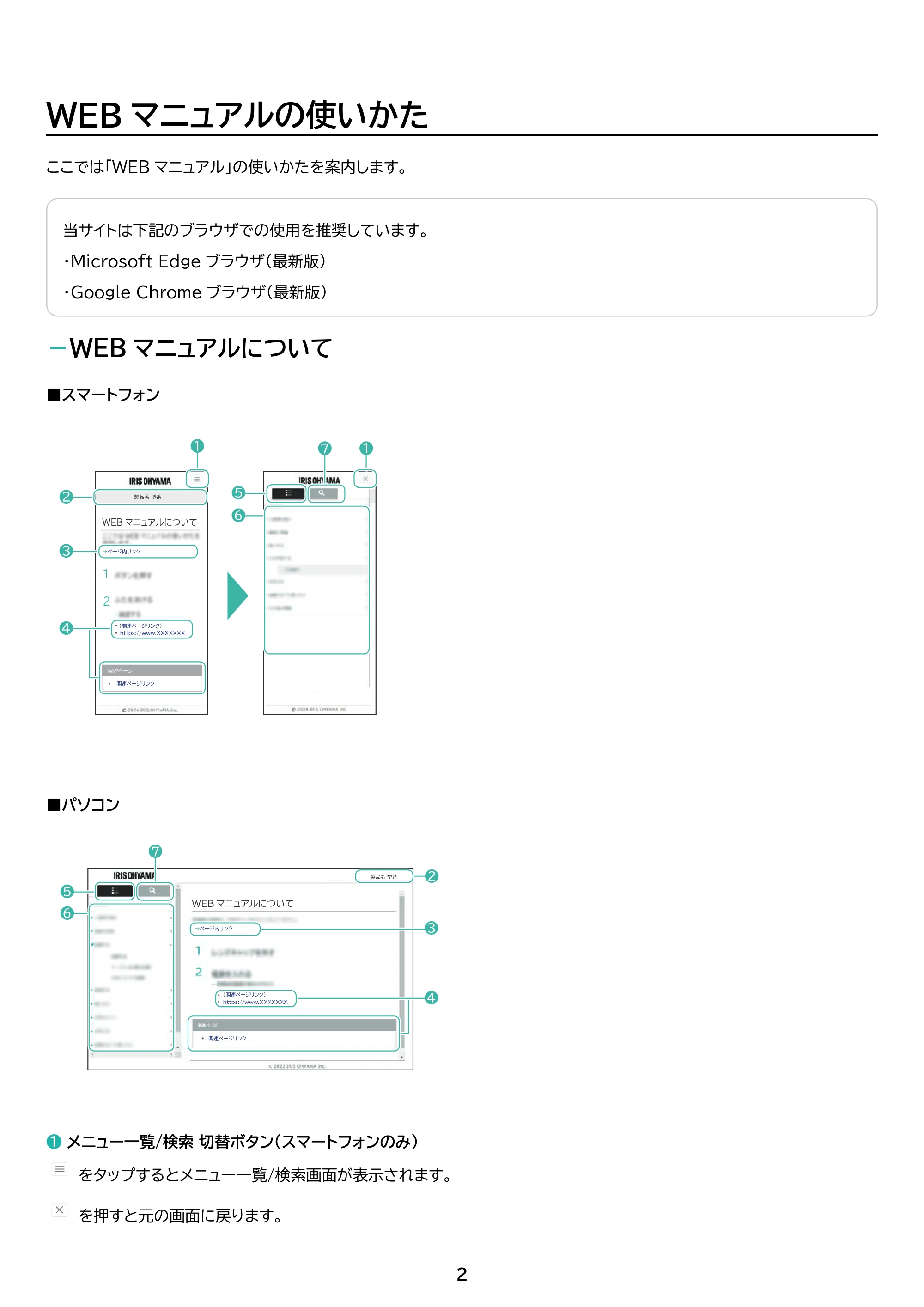 アイリスオーヤマ TM152M4V1-B 取扱説明書 — 原本ページ — 2ページ