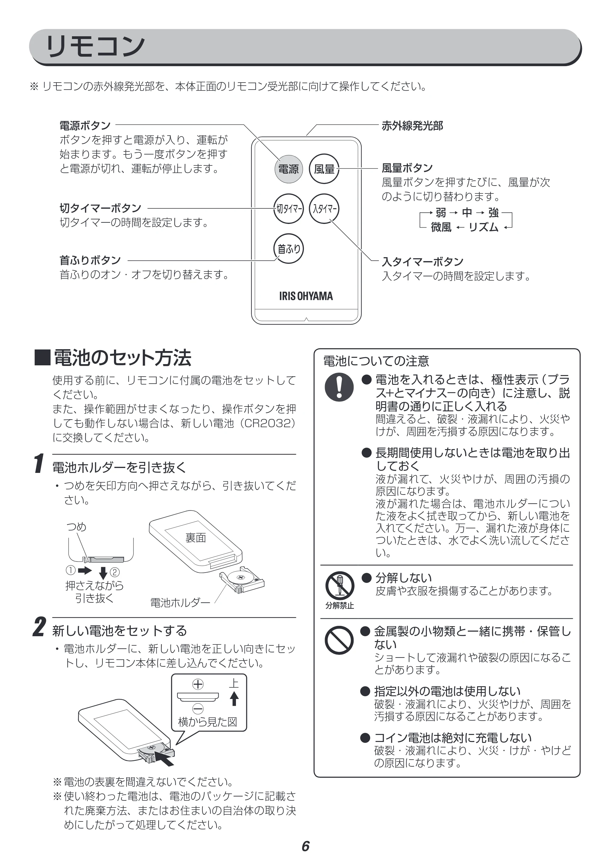 アイリスオーヤマ LFD-306L 取扱説明書 — 原本ページ — 6ページ