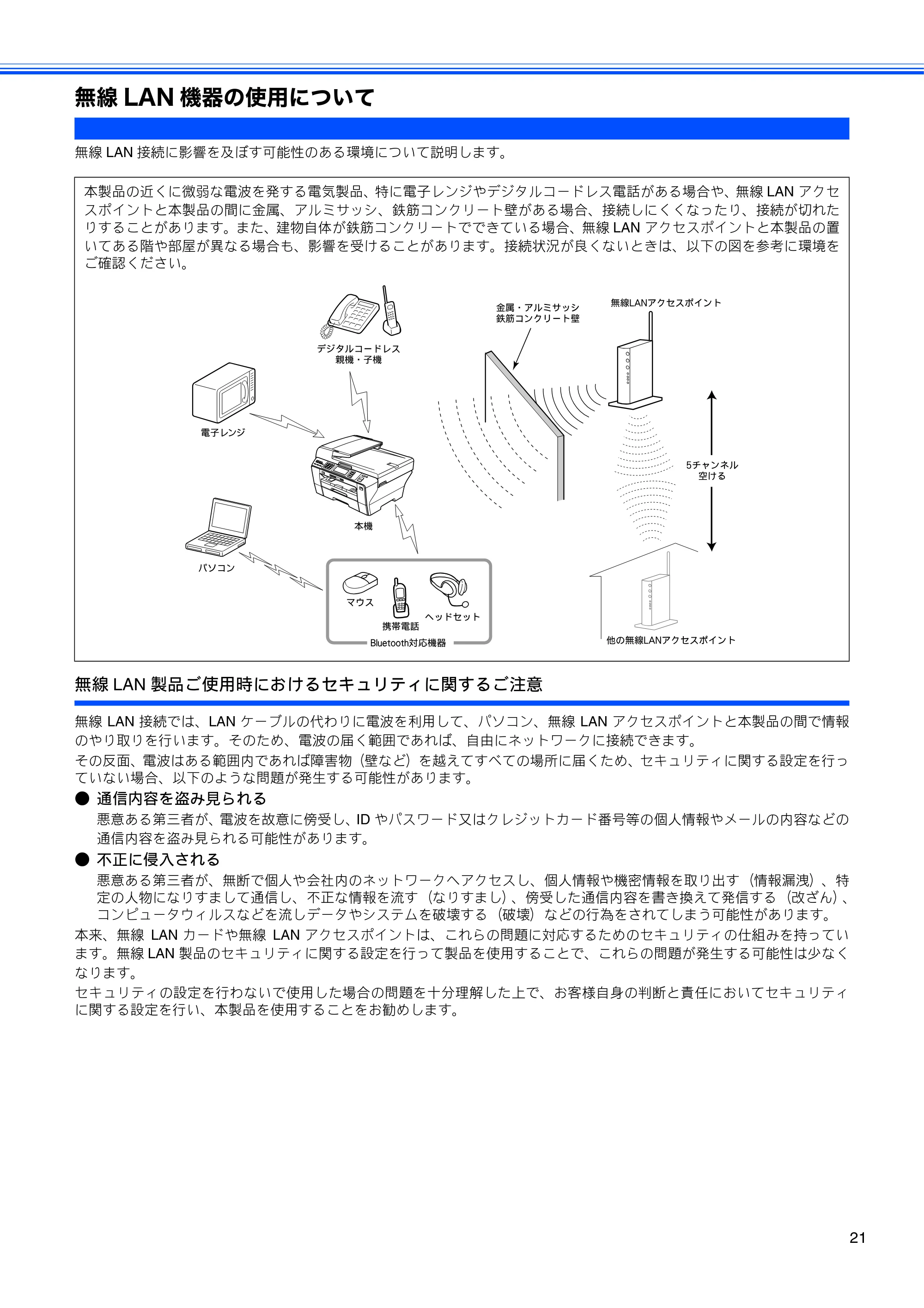 ブラザー MFC-6890CN 取扱説明書(本体) — 無線LAN機器の使用について — 原本ページ — 23ページ
