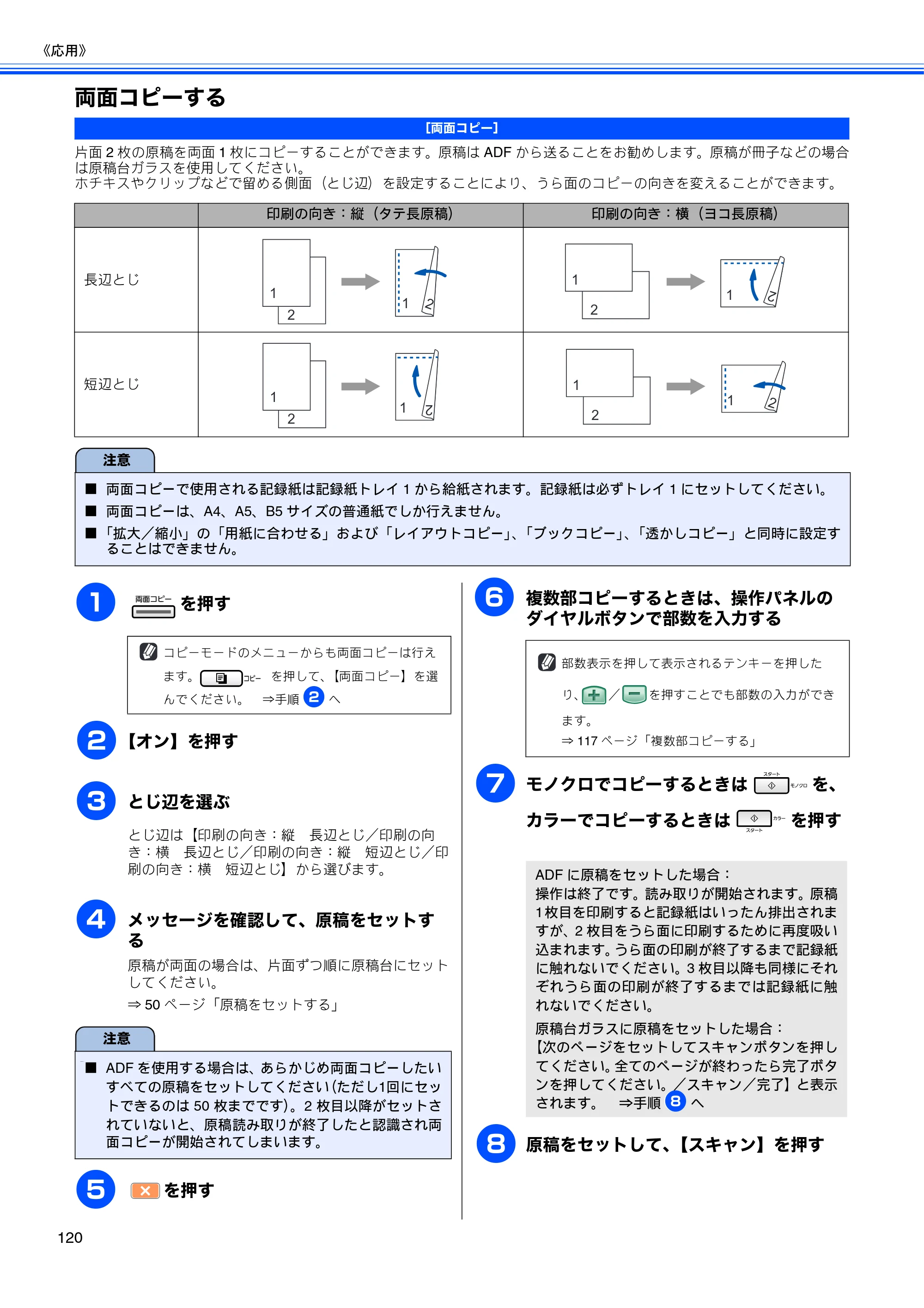 ブラザー MFC-6890CN 取扱説明書（本体） — 両面コピーする — 原本ページ — 122ページ