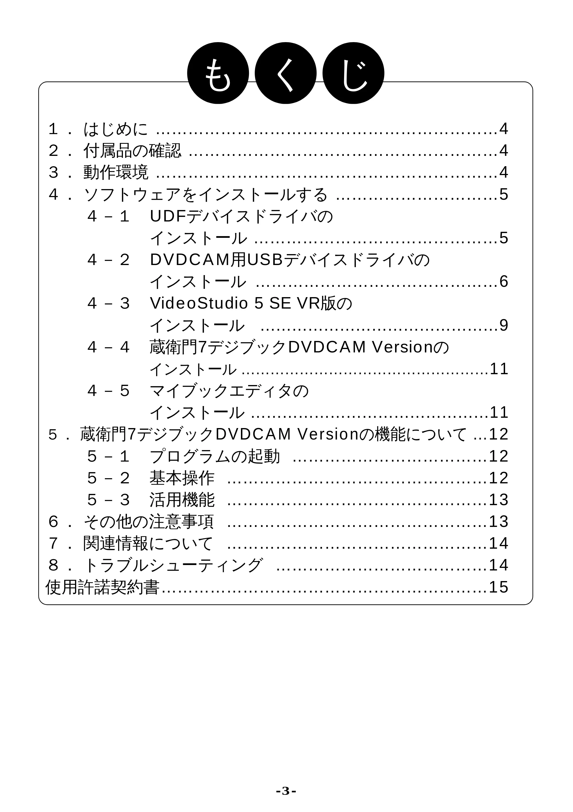 日立 DZ-WINPC2 取扱説明書 — もくじ — 原本ページ — 3ページ