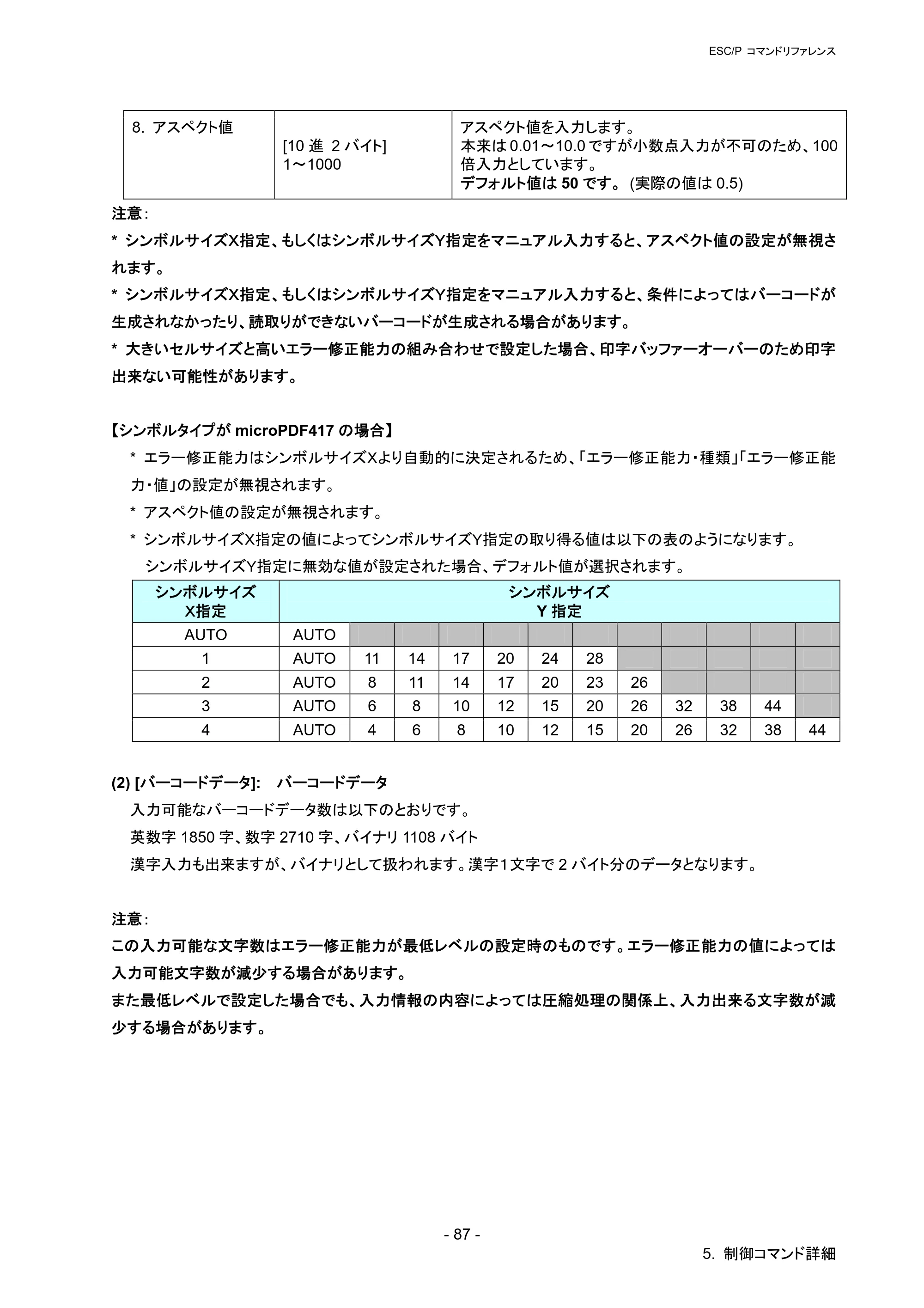 ブラザー QL-720NW ESC/Pコマンドリファレンス — 原本ページ — 93ページ
