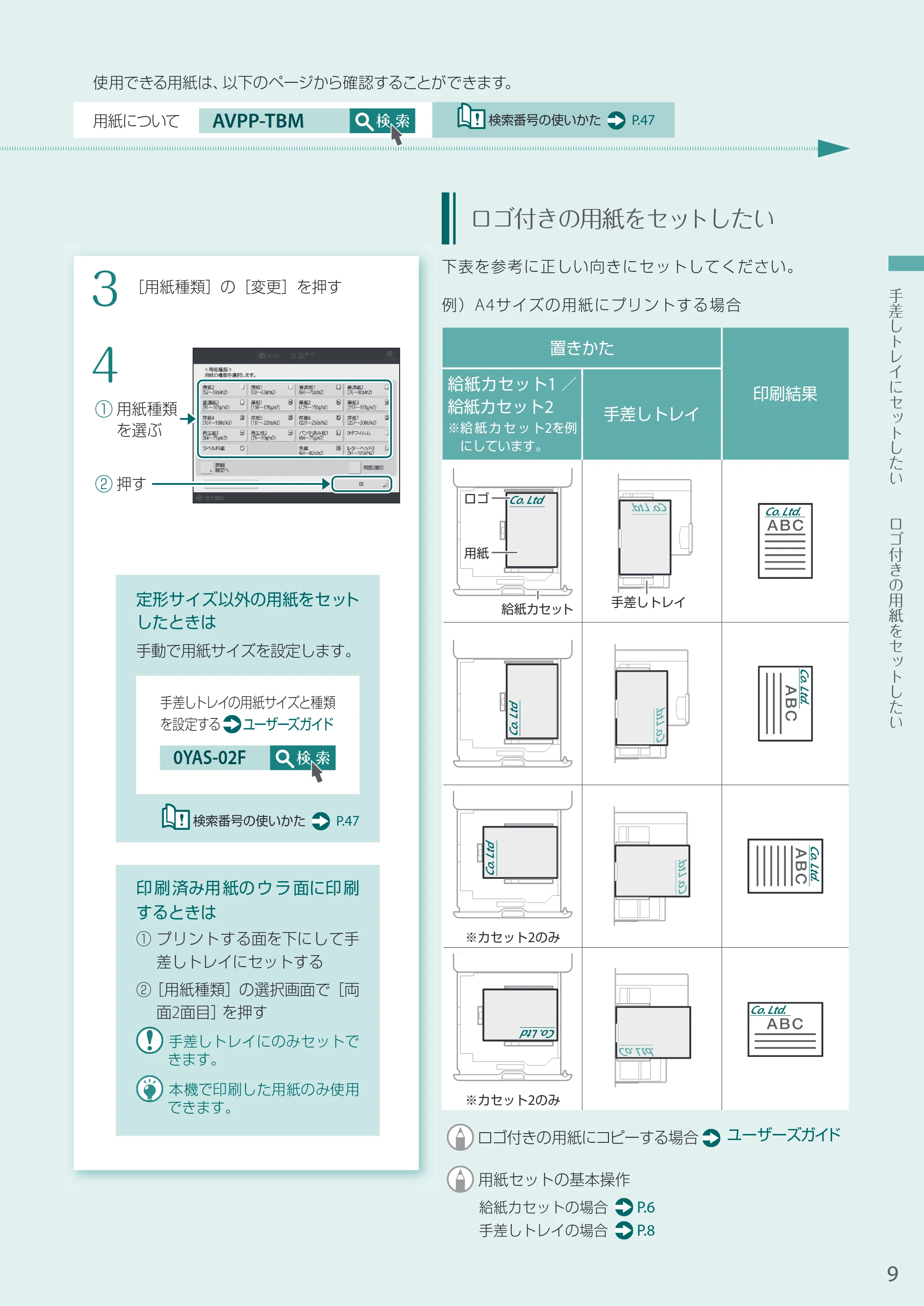 キヤノン A3機用) お困りごと解決ガイド 2021年7月8日更新（PDF：15.1MB） — 定形サイズ以外の用紙をセットしたときは — 原本ページ — 9ページ