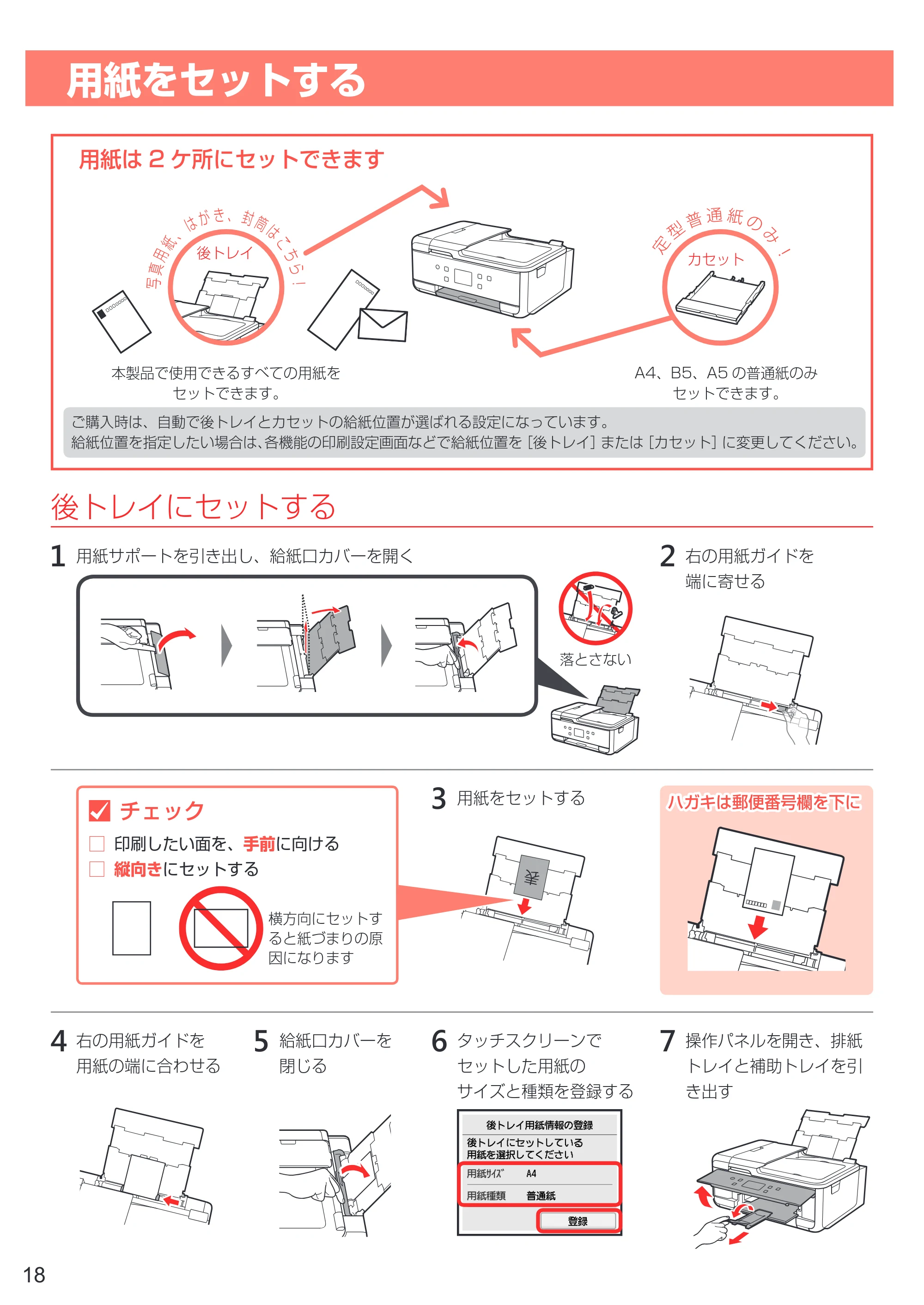 キヤノン PIXUS TR7530 設置・基本操作マニュアル(PDF:7.16MB) — 用紙をセットする — 原本ページ — 20ページ