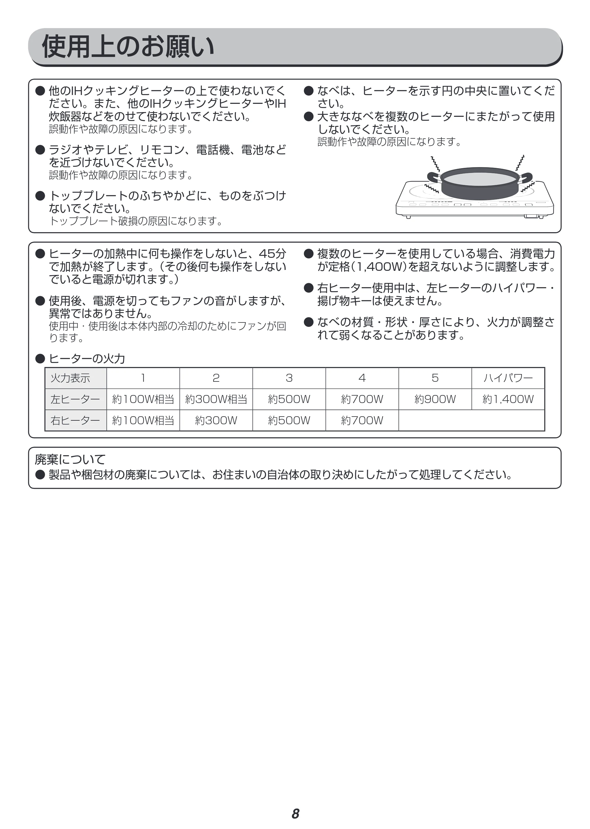 アイリスオーヤマ EIH1470-B 取扱説明書 — 原本ページ — 8ページ