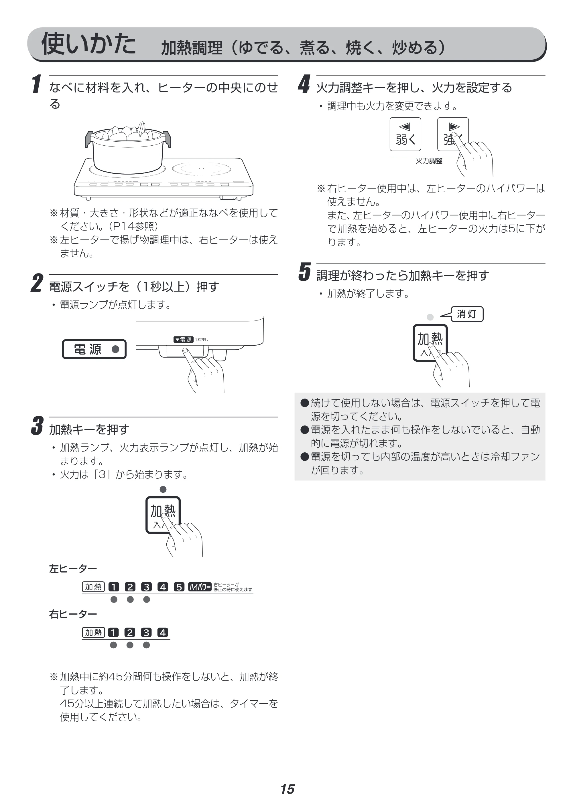 アイリスオーヤマ EIH1470-B 取扱説明書 — 原本ページ — 15ページ