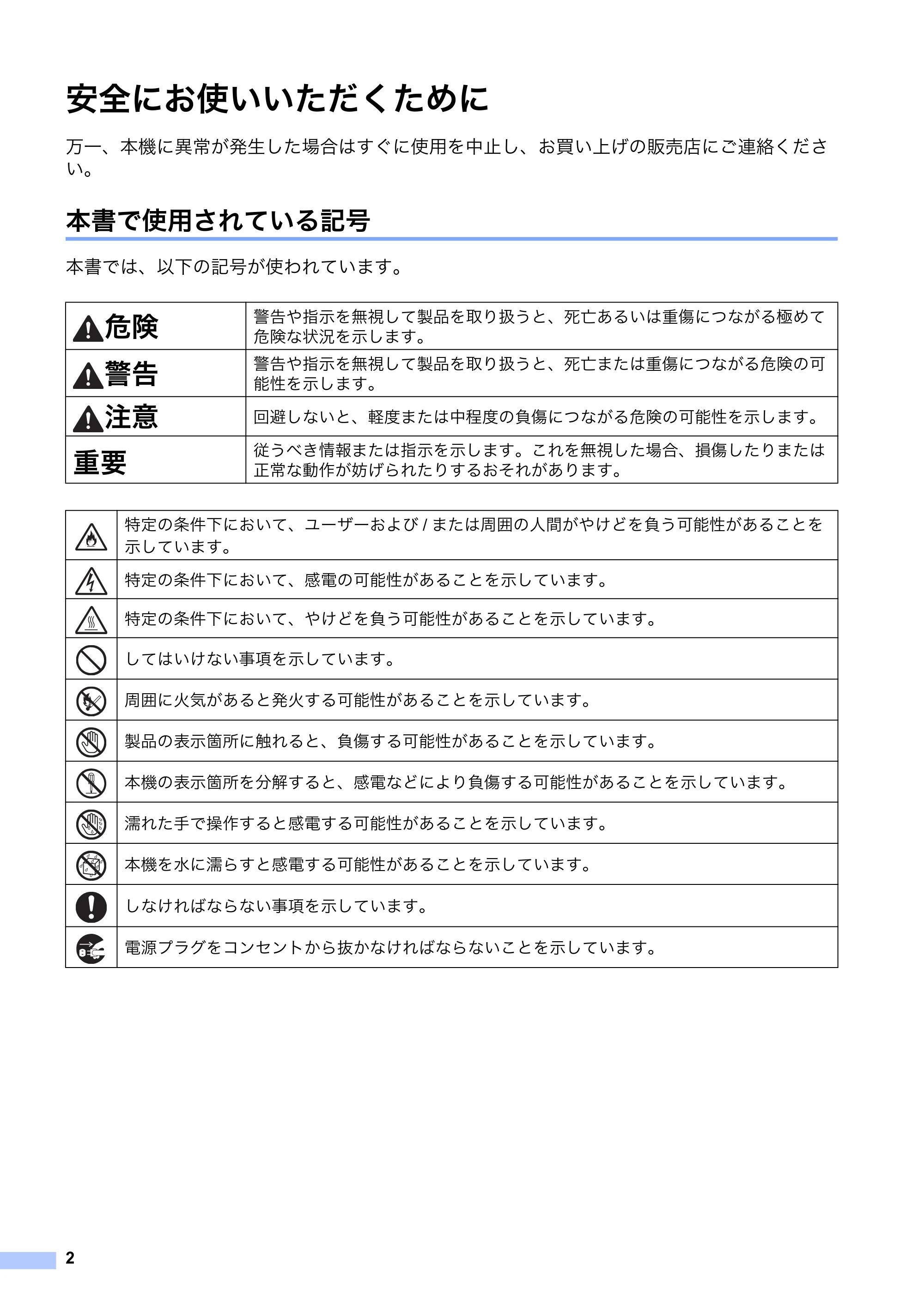 ブラザー QL-800 / QL-820NWB/ 820NWBc 安全にお使いいただくために — 原本ページ — 3ページ