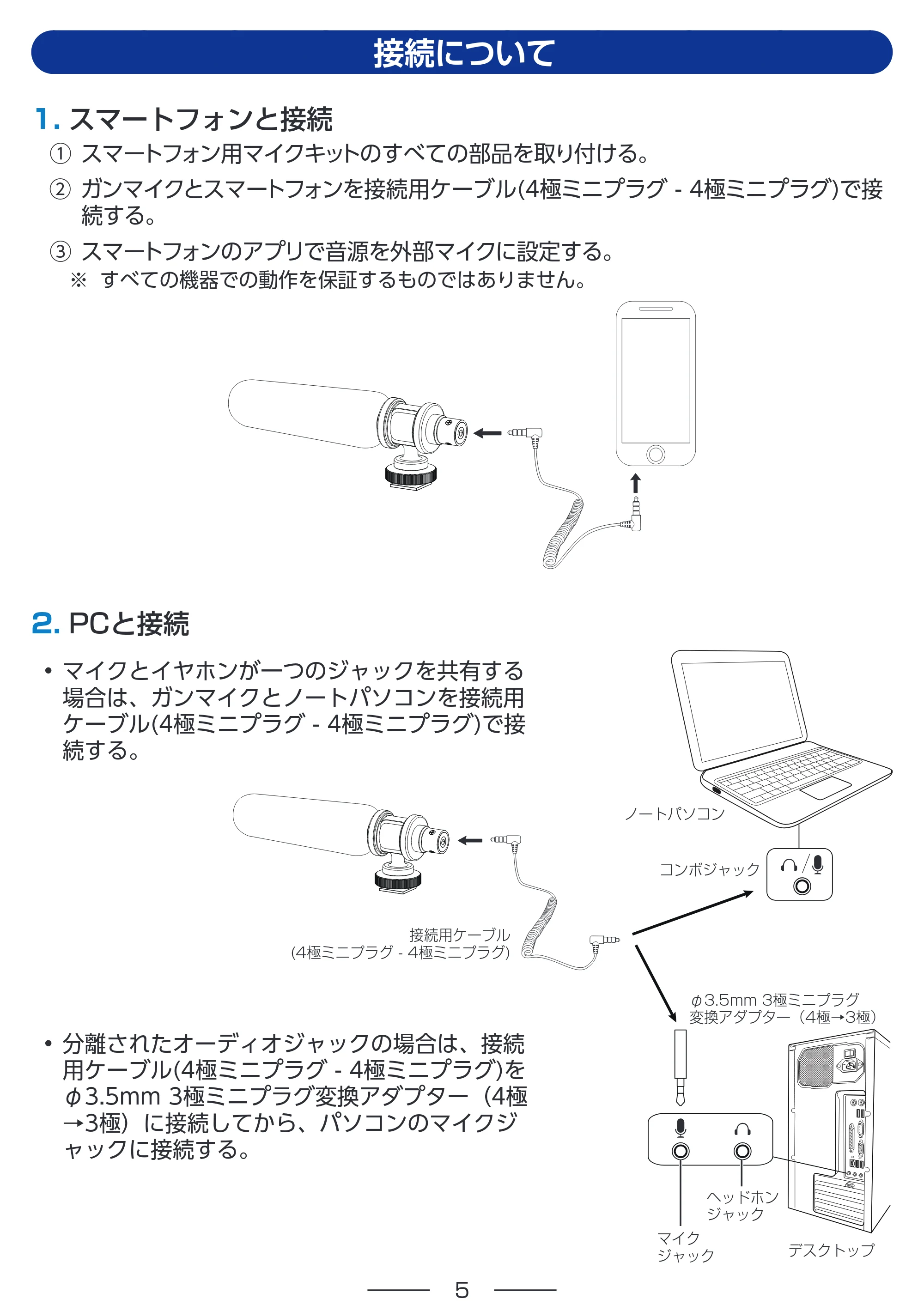 エレコム HS-MC10BK 取扱説明書 — 接続について — 原本ページ — 5ページ