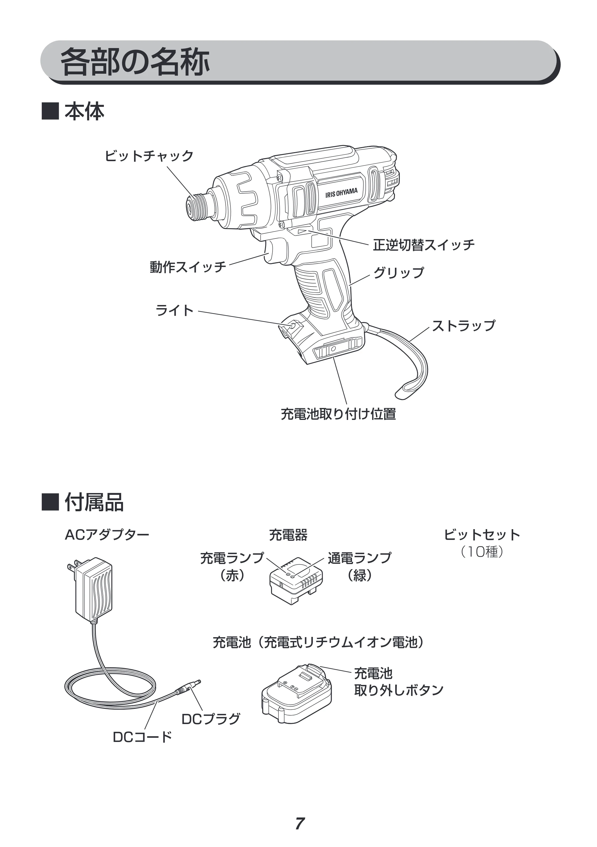 アイリスオーヤマ BID80-H 取扱説明書 — 原本ページ — 7ページ
