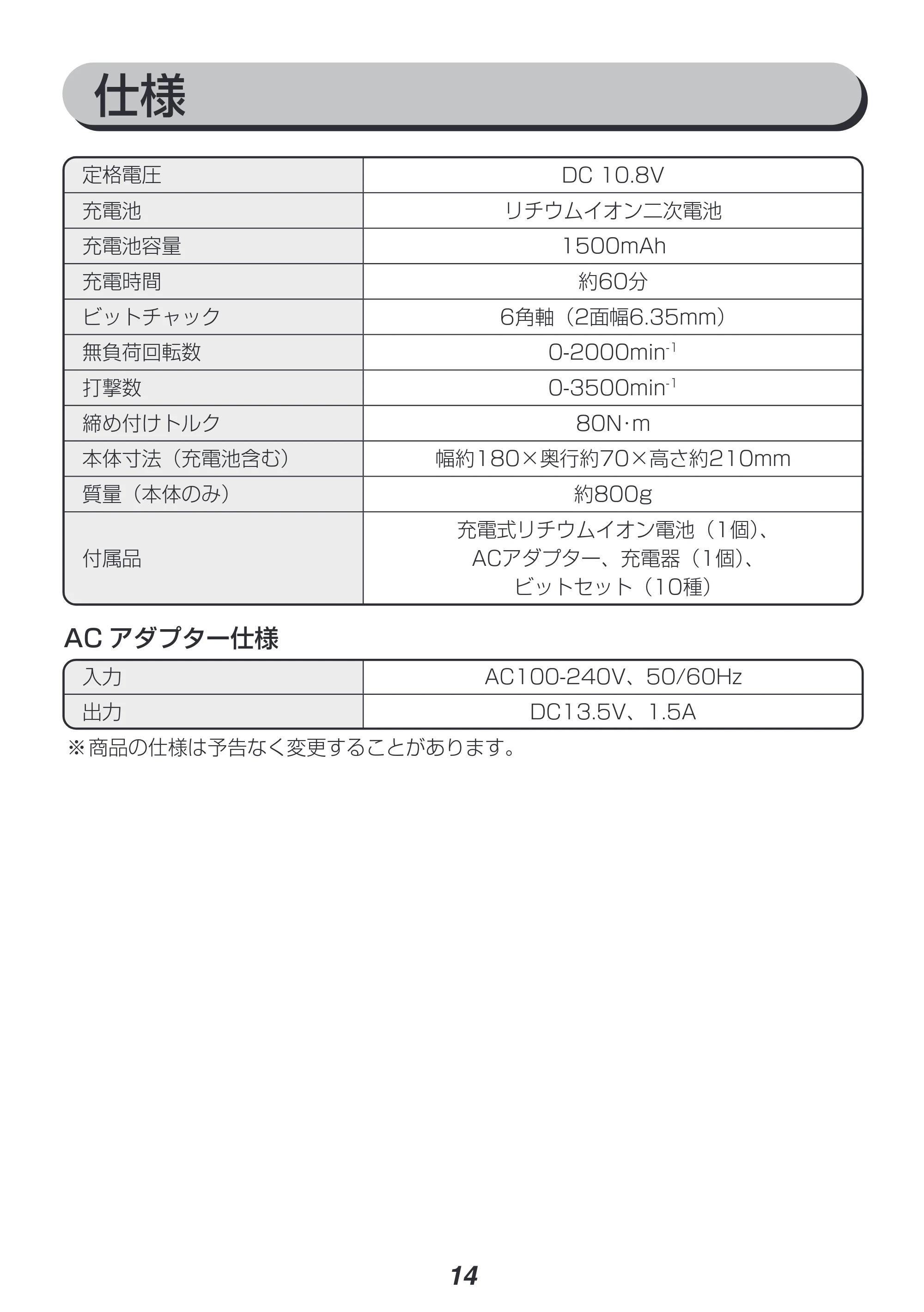 アイリスオーヤマ BID80-H 取扱説明書 — 原本ページ — 14ページ