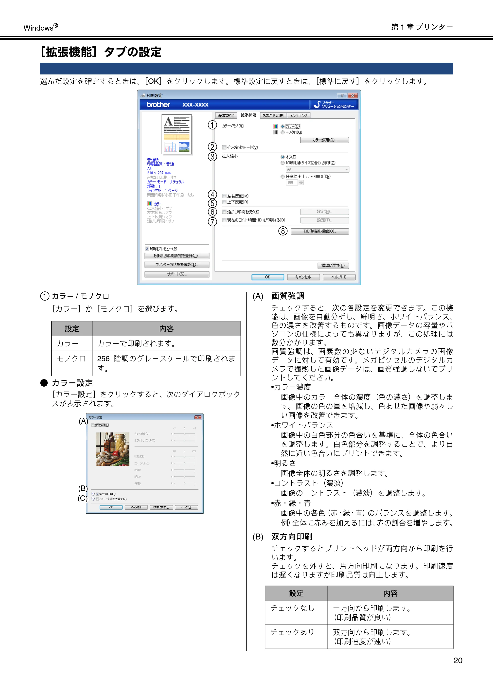 ブラザー DCP-J4210N / MFC-J4510N / MFC-J4910CDW ユーザーズガイド ～パソコン活用編～ — ［拡張機能］タブの設定 — 原本ページ — 21ページ