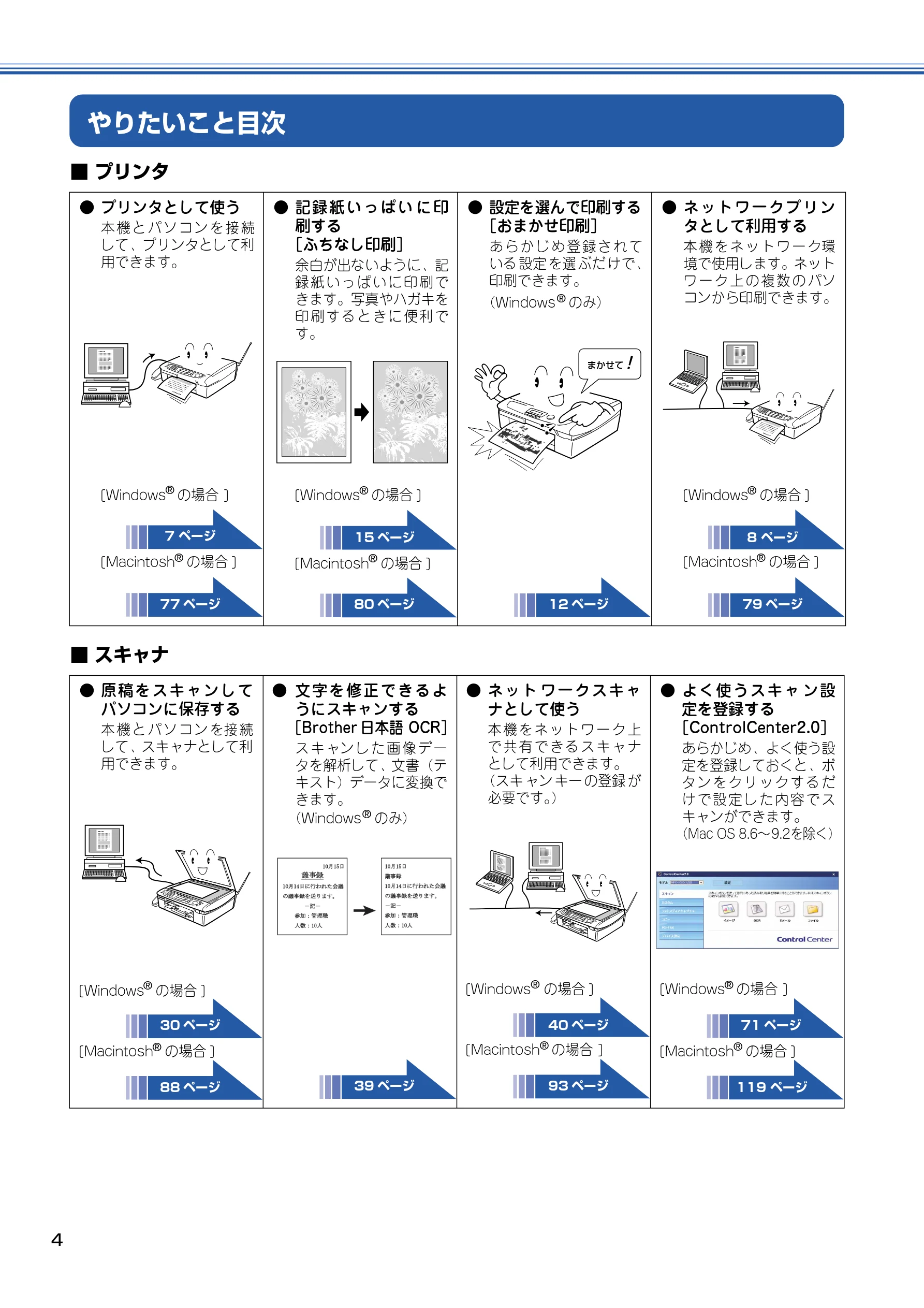 ブラザー DCP-110C / MFC-410CN / MFC-5840CN ユーザーズガイド ～パソコン活用編～ — やりたいこと目次 — 図版 5-1 — 5ページ