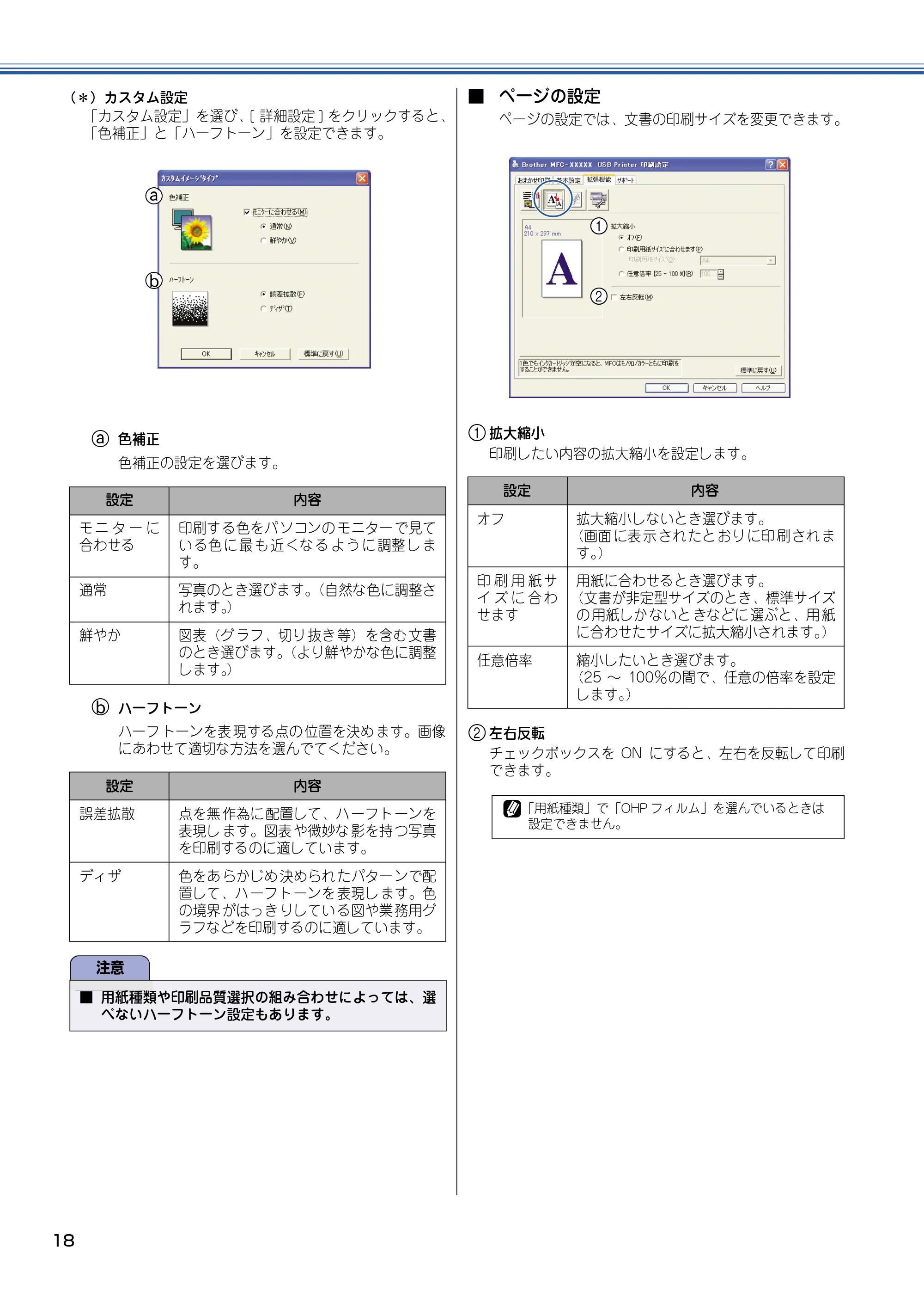 ブラザー DCP-110C / MFC-410CN / MFC-5840CN ユーザーズガイド ～パソコン活用編～ — ページの設定では、文書の印刷サイズを変更できます。 — 原本ページ — 19ページ