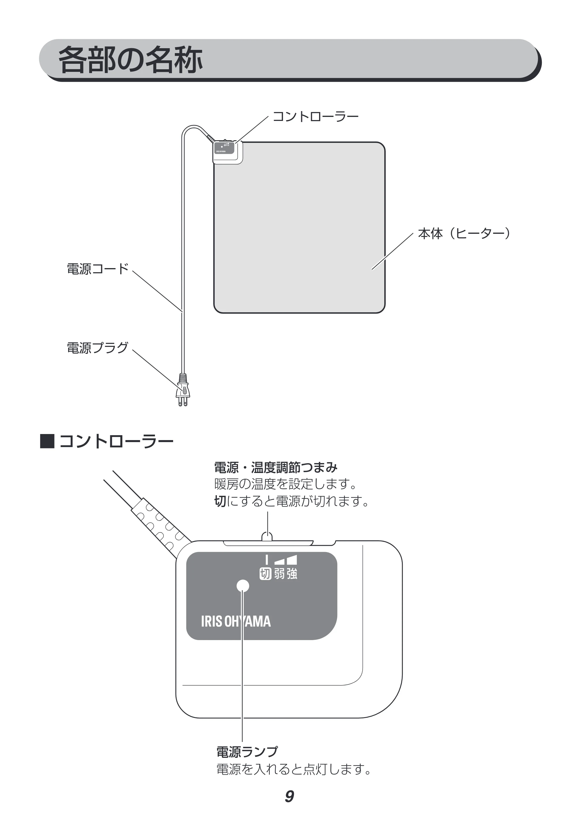 アイリスオーヤマ HCM-60S 取扱説明書 — 原本ページ — 9ページ