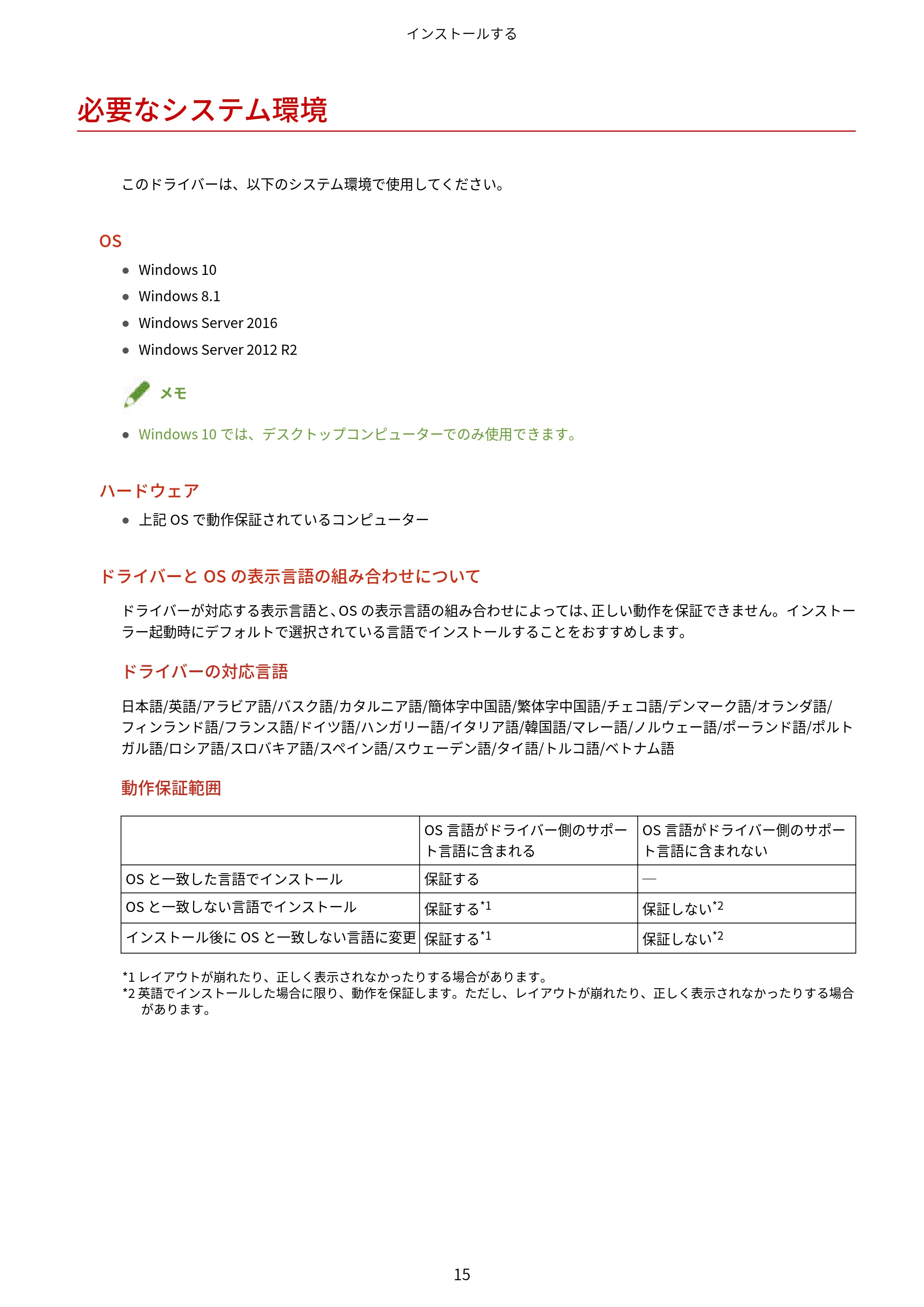 キヤノン WG7350F/7350FM Windows Business IJ LIPSLX V4 プリンタードライバーガイド 2018年12月7日更新（PDF：1.18MB） — 必要なシステム環境 — 原本ページ — 18ページ