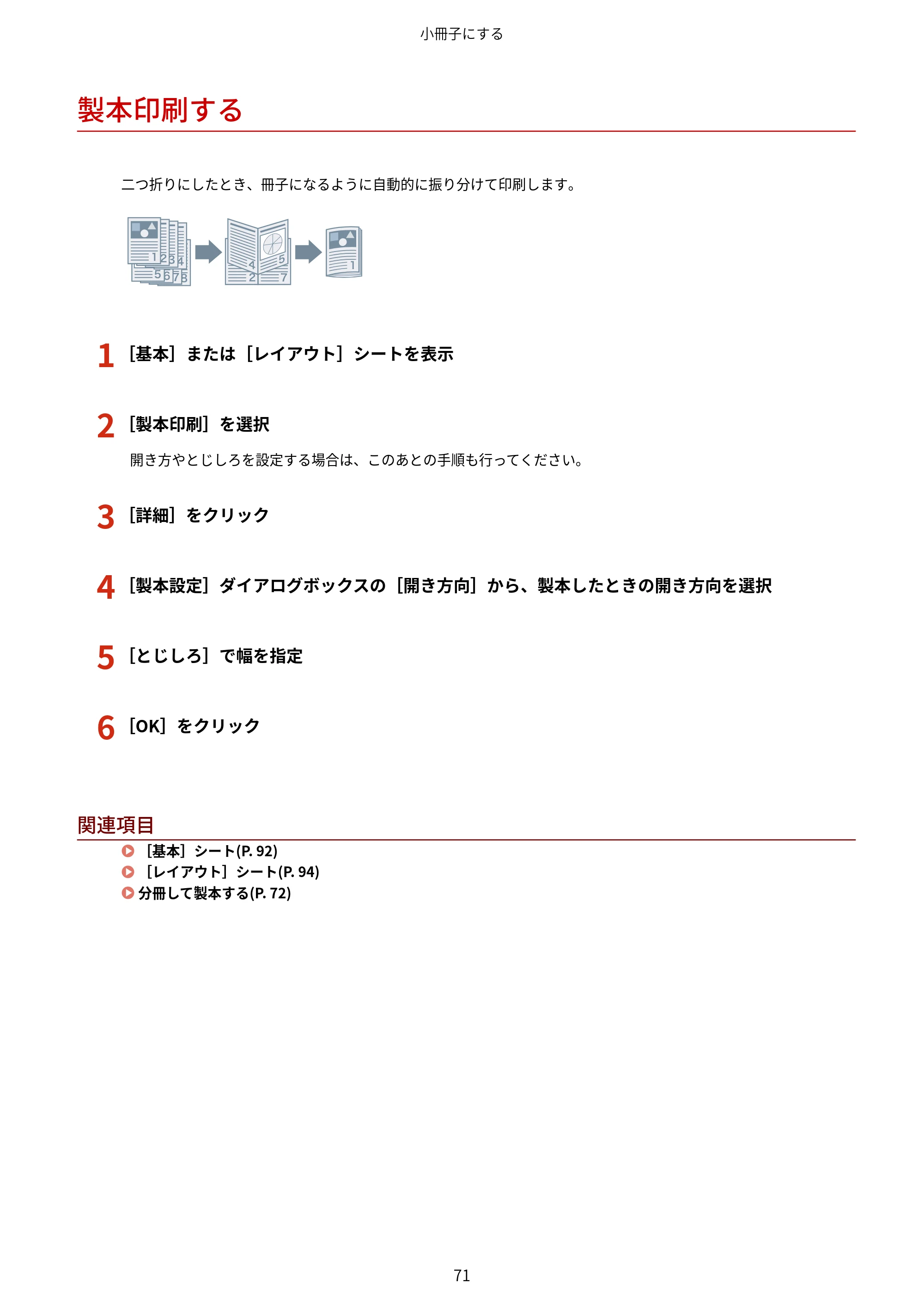 キヤノン WG7350F/7350FM Windows Business IJ LIPSLX V4 プリンタードライバーガイド 2018年12月7日更新(PDF:1.18MB) — 製本印刷する — 原本ページ — 74ページ