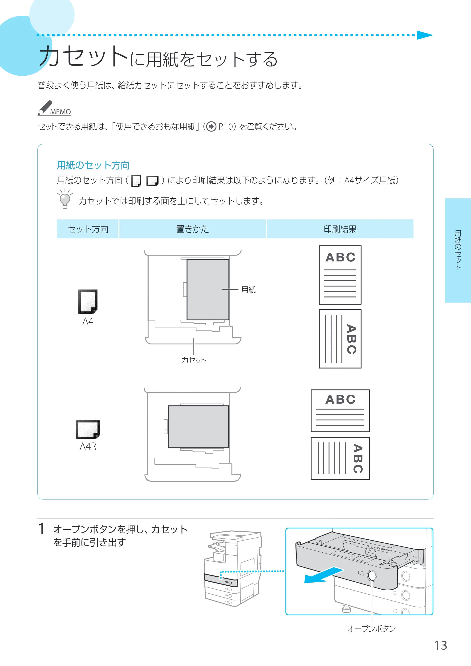 キヤノン LBP8900 サポートガイド 2014年10月8日掲載（PDF：21.0MB） — カセットに用紙をセットする — 原本ページ — 13ページ