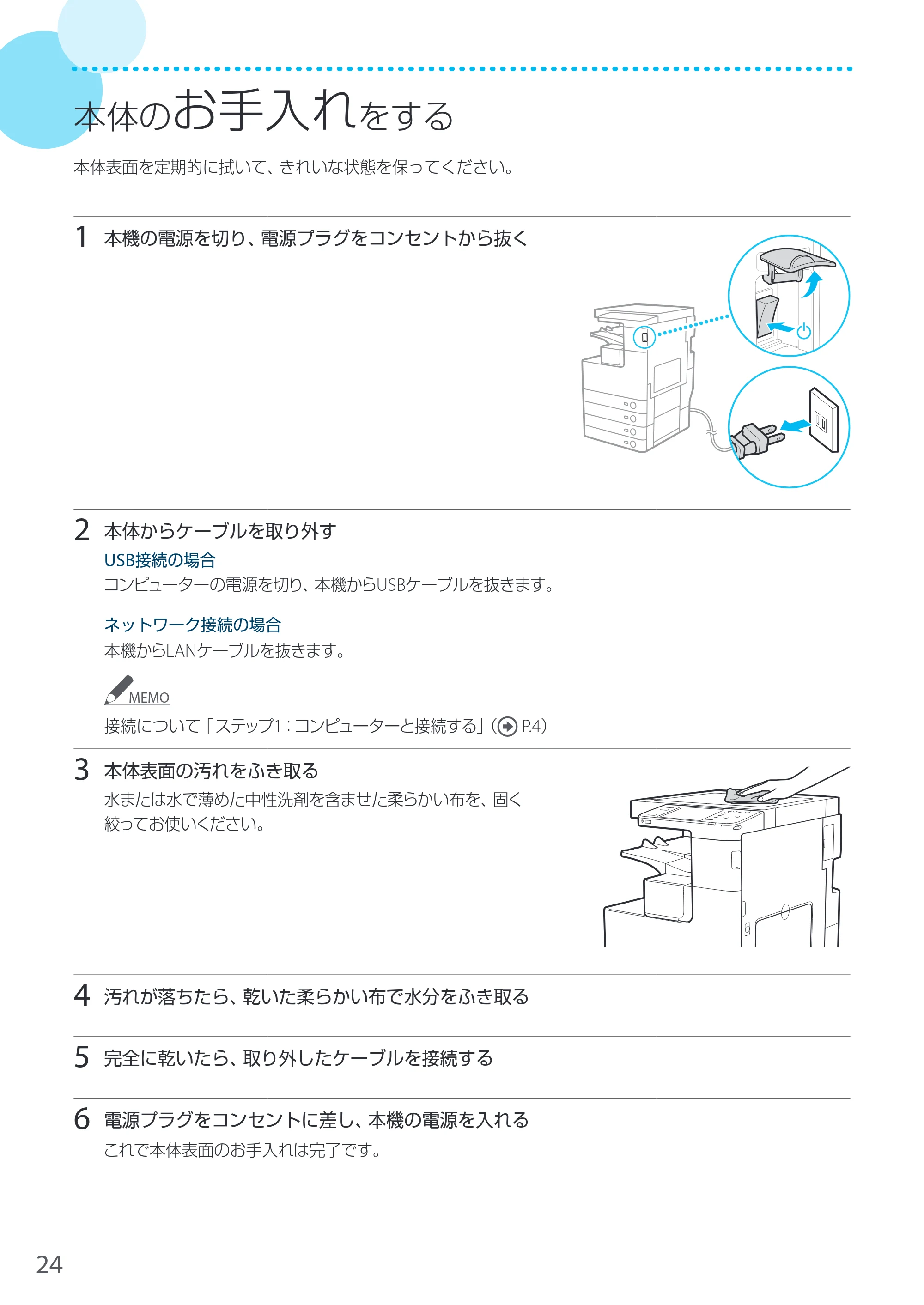 キヤノン LBP8900 サポートガイド 2014年10月8日掲載（PDF：21.0MB） — 日常のお手入れ — 原本ページ — 24ページ