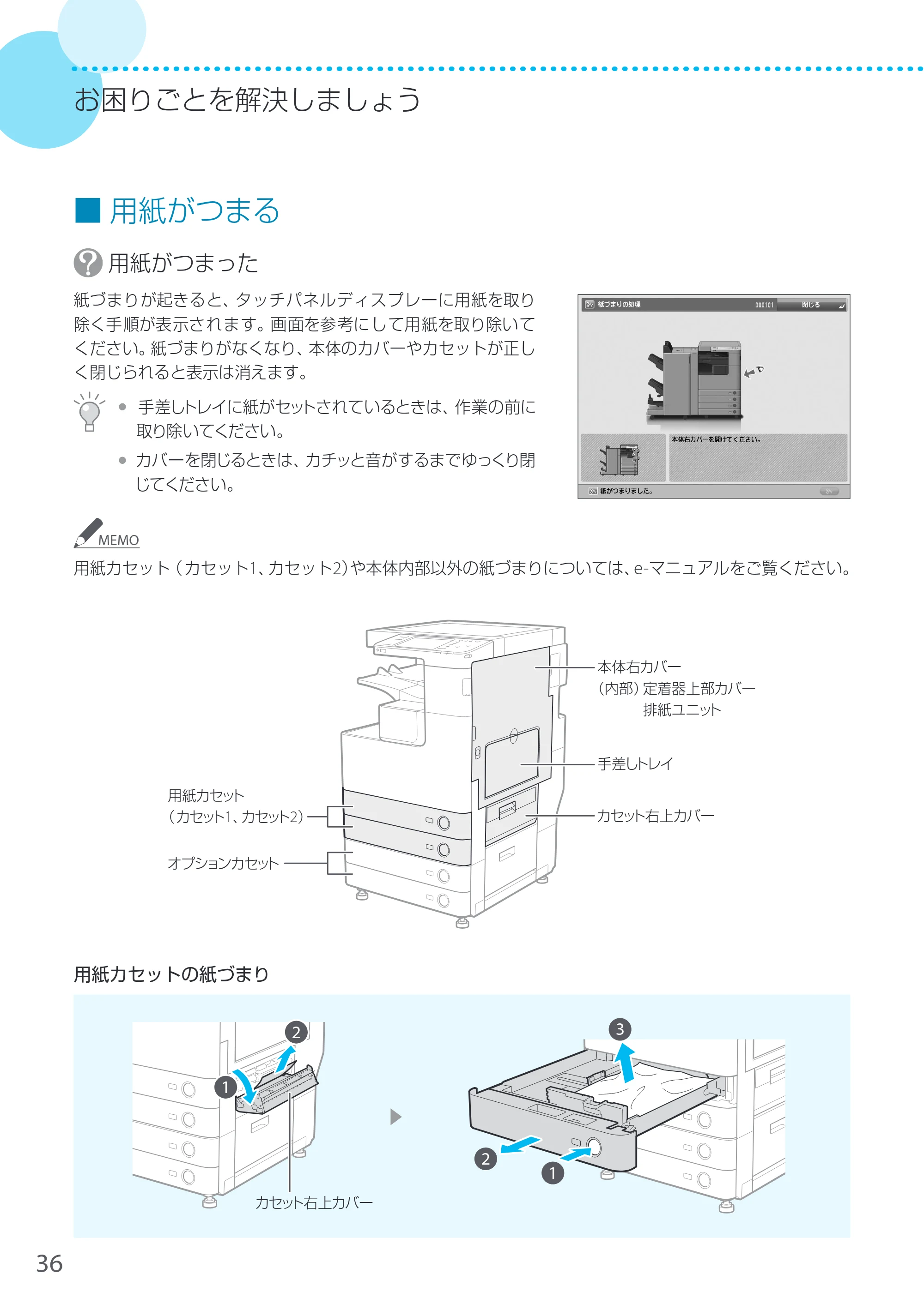 キヤノン LBP8900 サポートガイド 2014年10月8日掲載（PDF：21.0MB） — 用紙がつまる — 原本ページ — 36ページ
