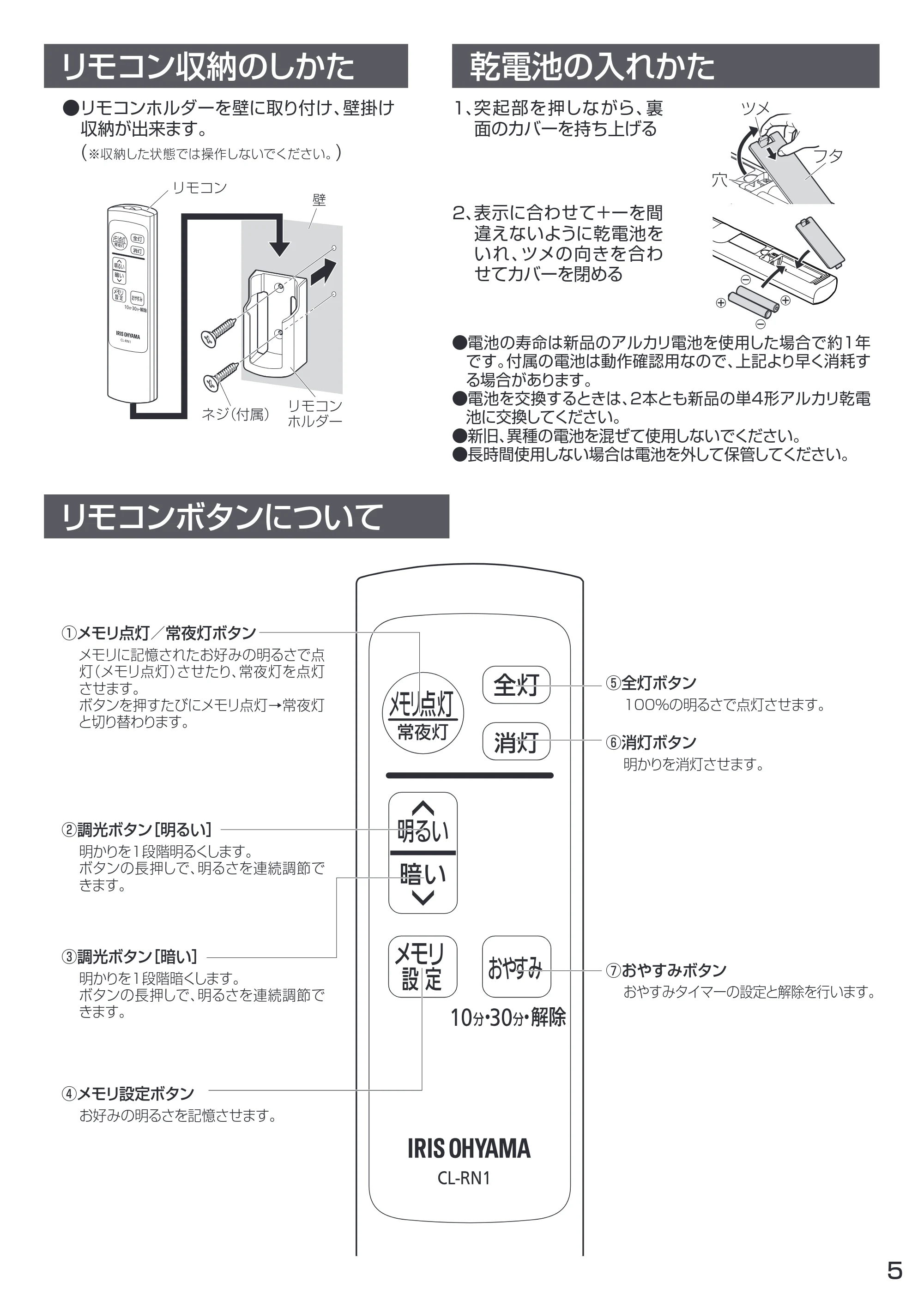 アイリスオーヤマ CL6D-N1 取扱説明書 — 原本ページ — 5ページ